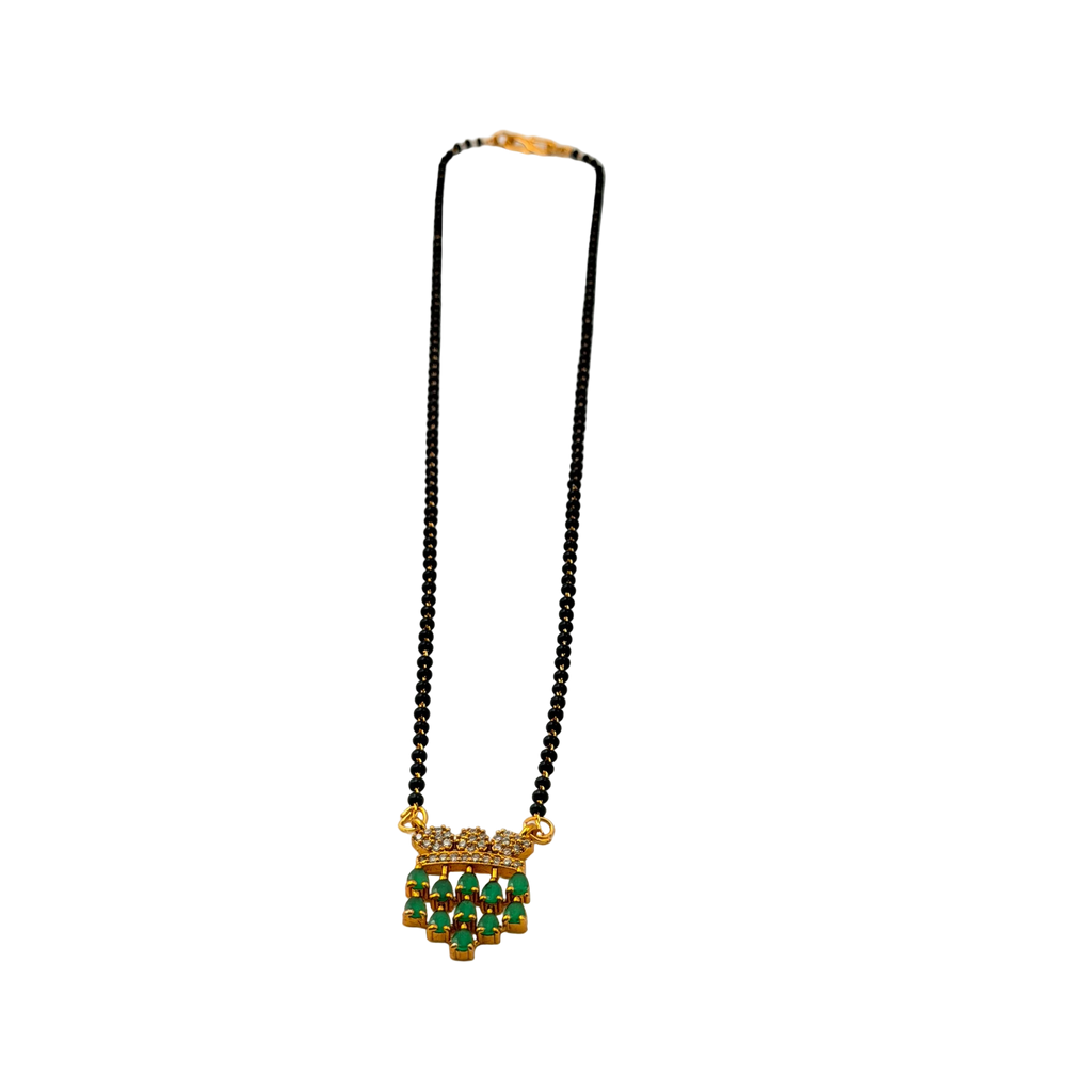 Emerald Drop Crown Mangalsutra Necklace