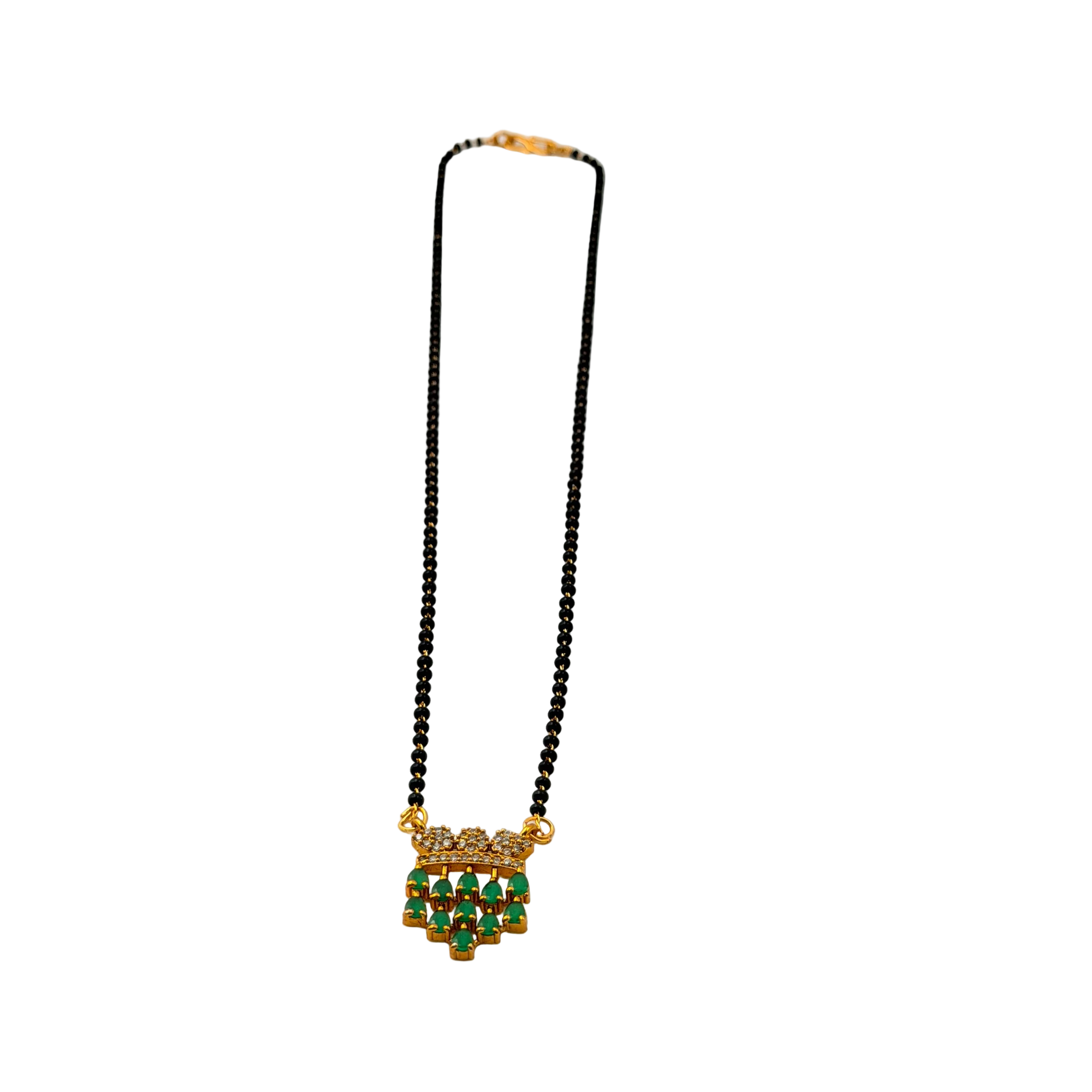 Emerald Drop Crown Mangalsutra Necklace