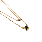 Emerald Bow Layered Necklace Set