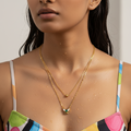 Emerald Bow Layered Necklace Set