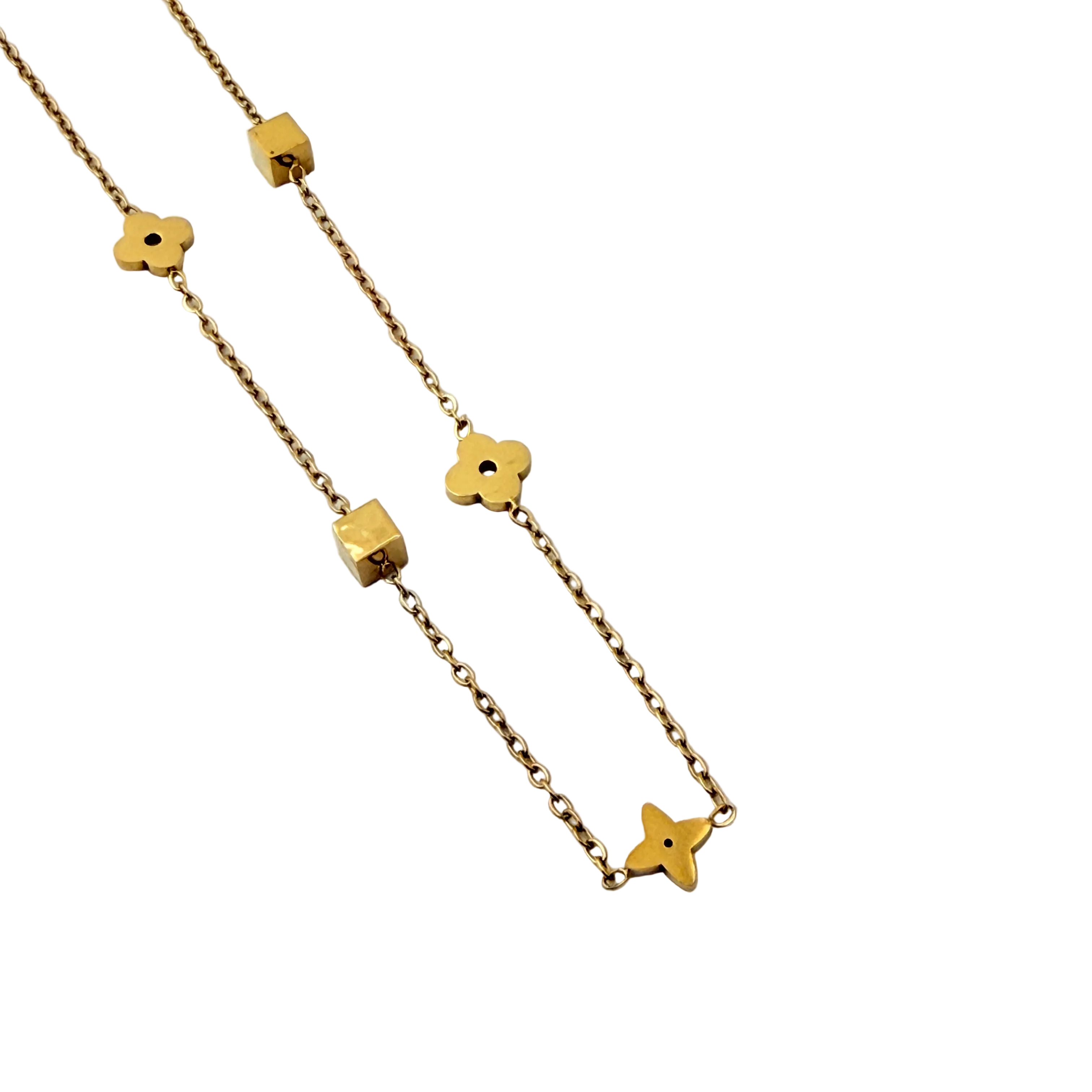 Floral & Geometric Dual-Layer Necklace