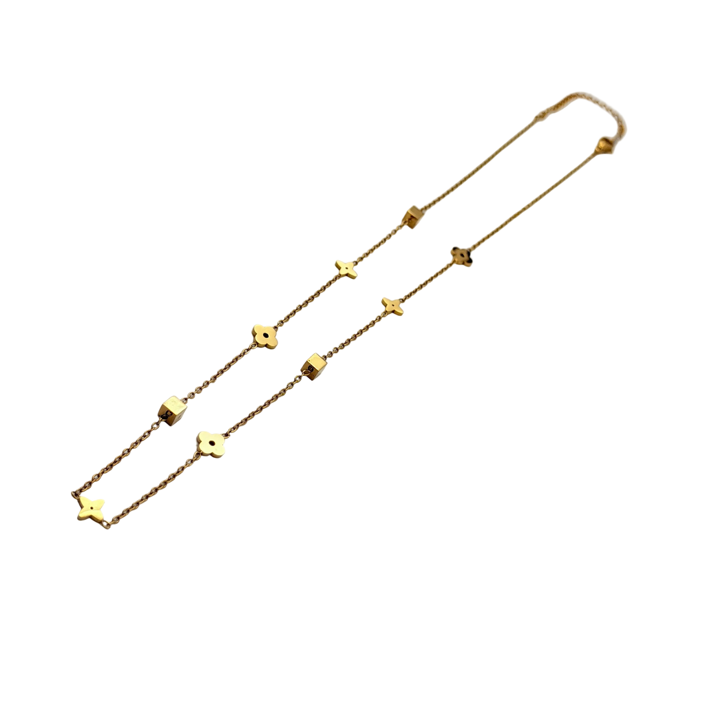 Floral & Geometric Dual-Layer Necklace