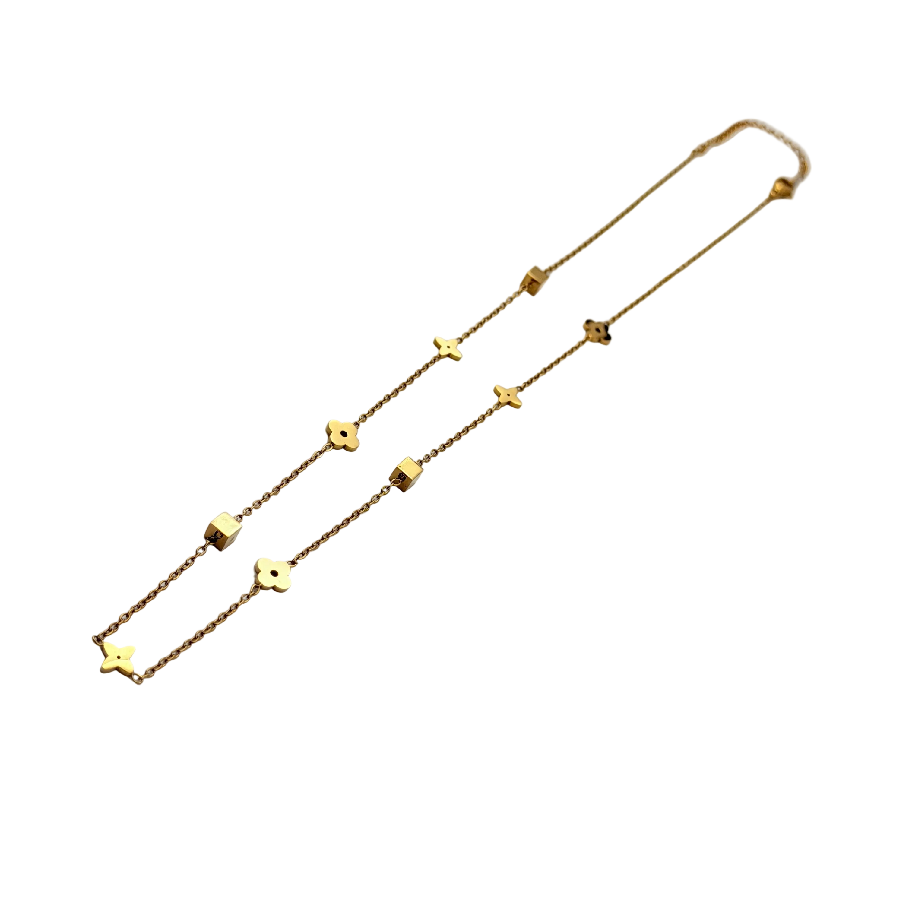 Floral & Geometric Dual-Layer Necklace