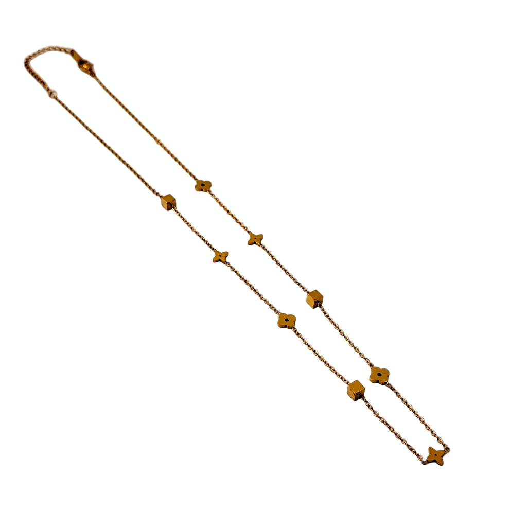 Floral & Geometric Dual-Layer Necklace