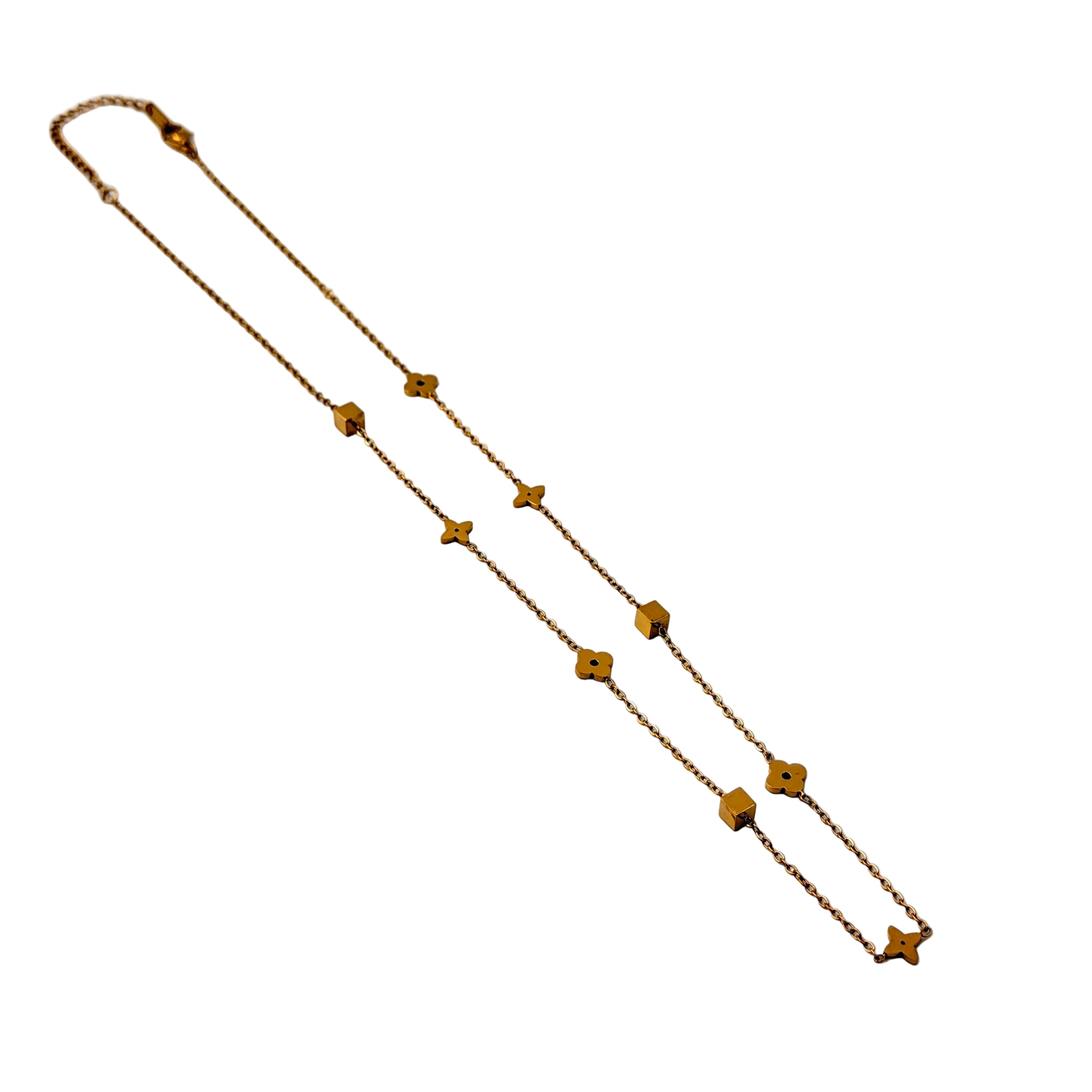 Floral & Geometric Dual-Layer Necklace