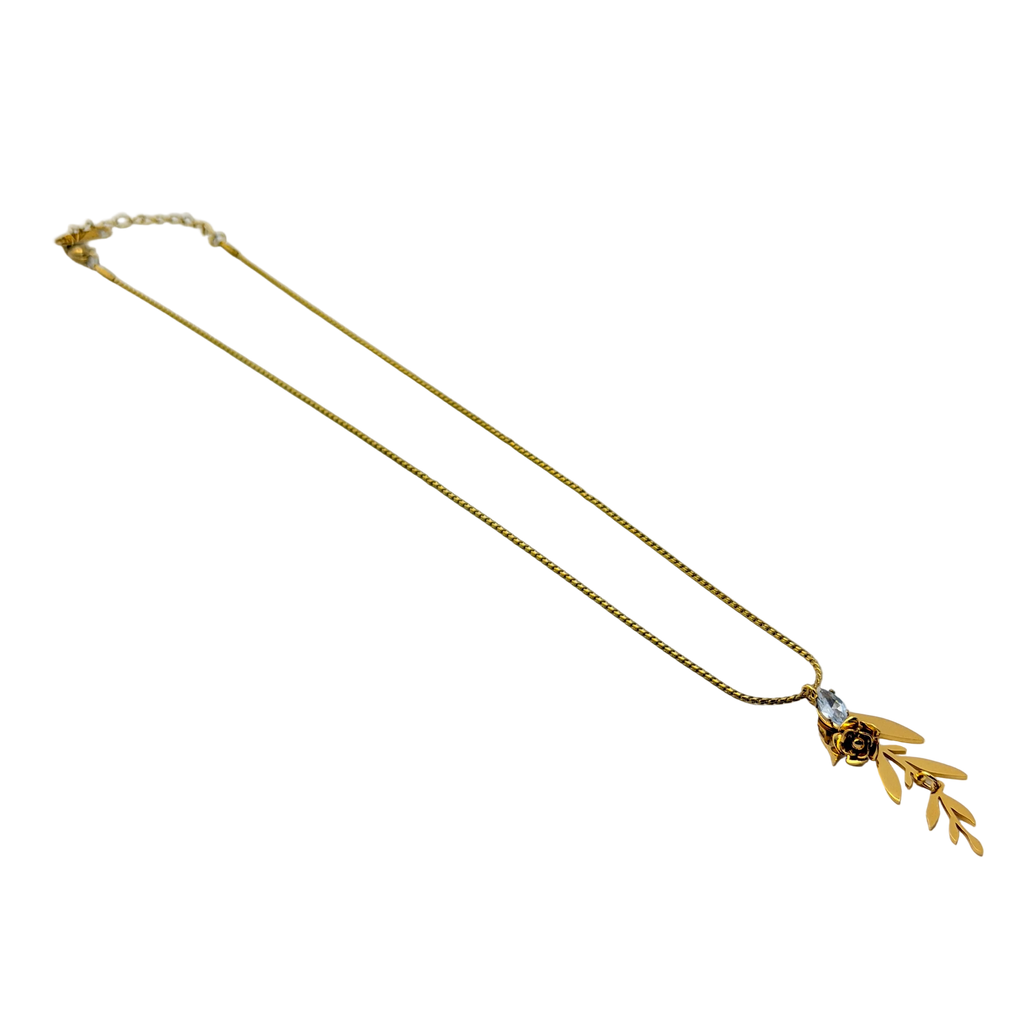 Golden Rose Vine Pendant Necklace