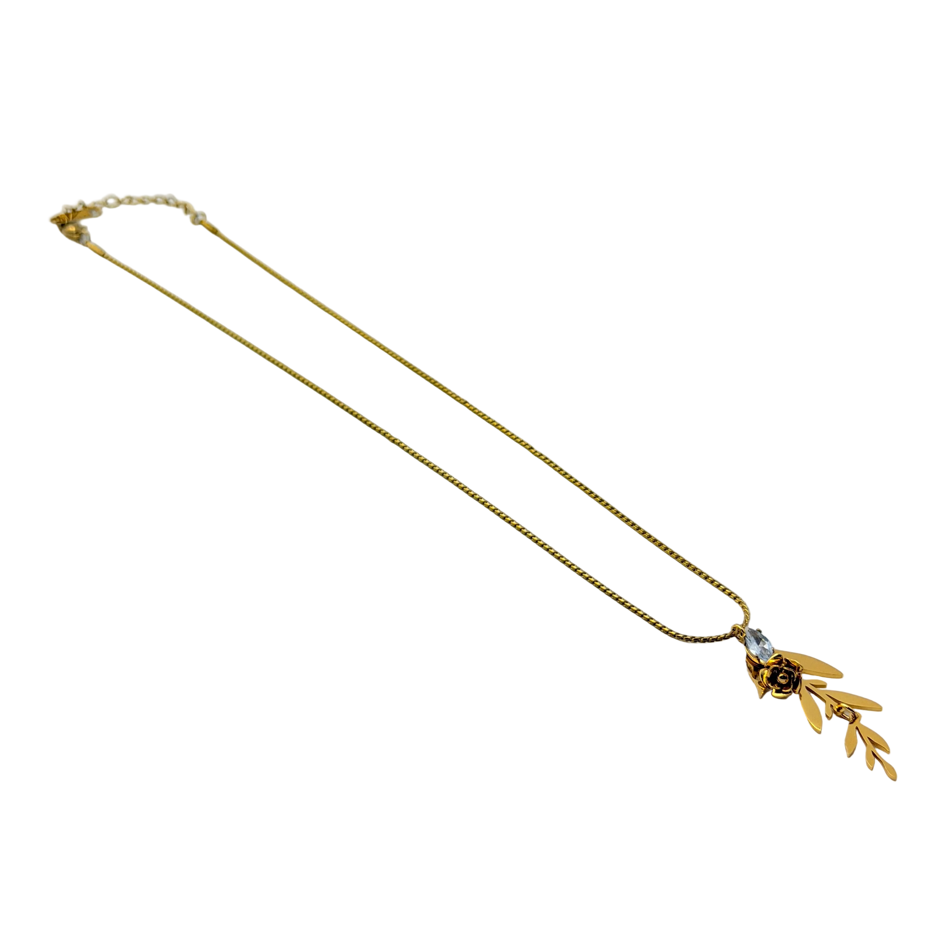 Golden Rose Vine Pendant Necklace