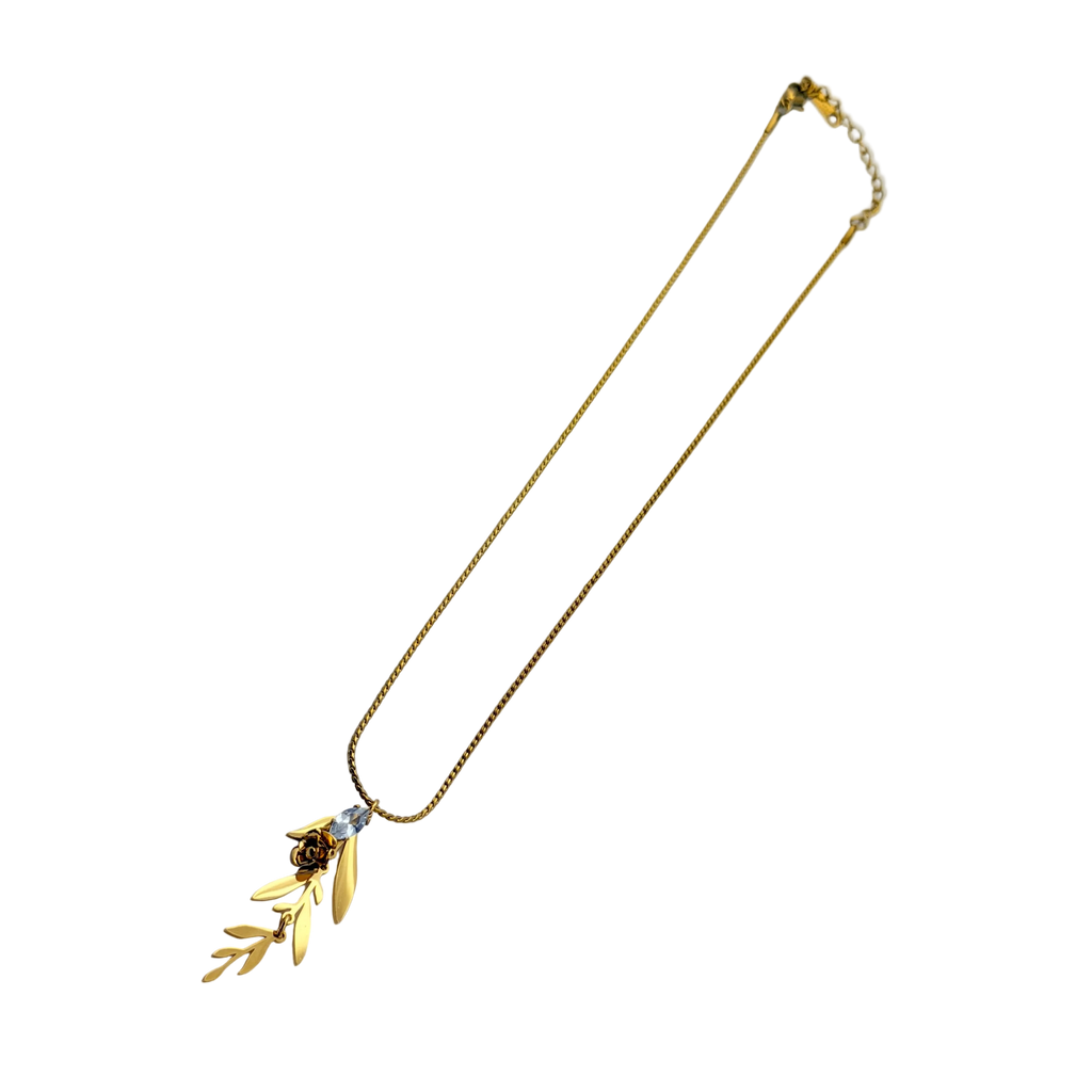 Golden Rose Vine Pendant Necklace
