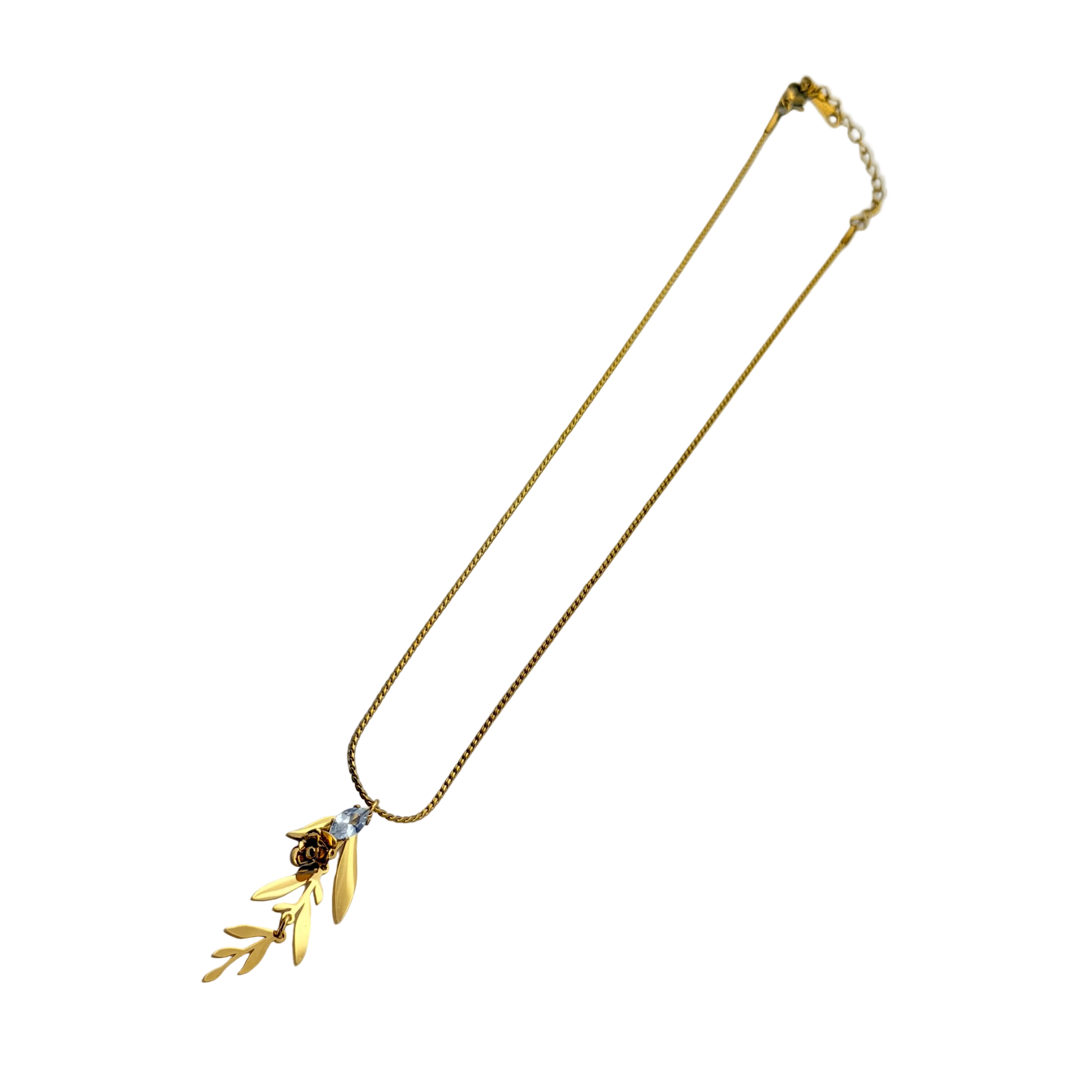 Golden Rose Vine Pendant Necklace