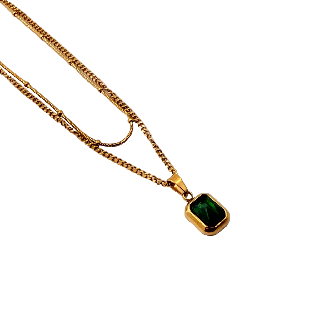 Emerald Cut Minimal Pendant Necklace