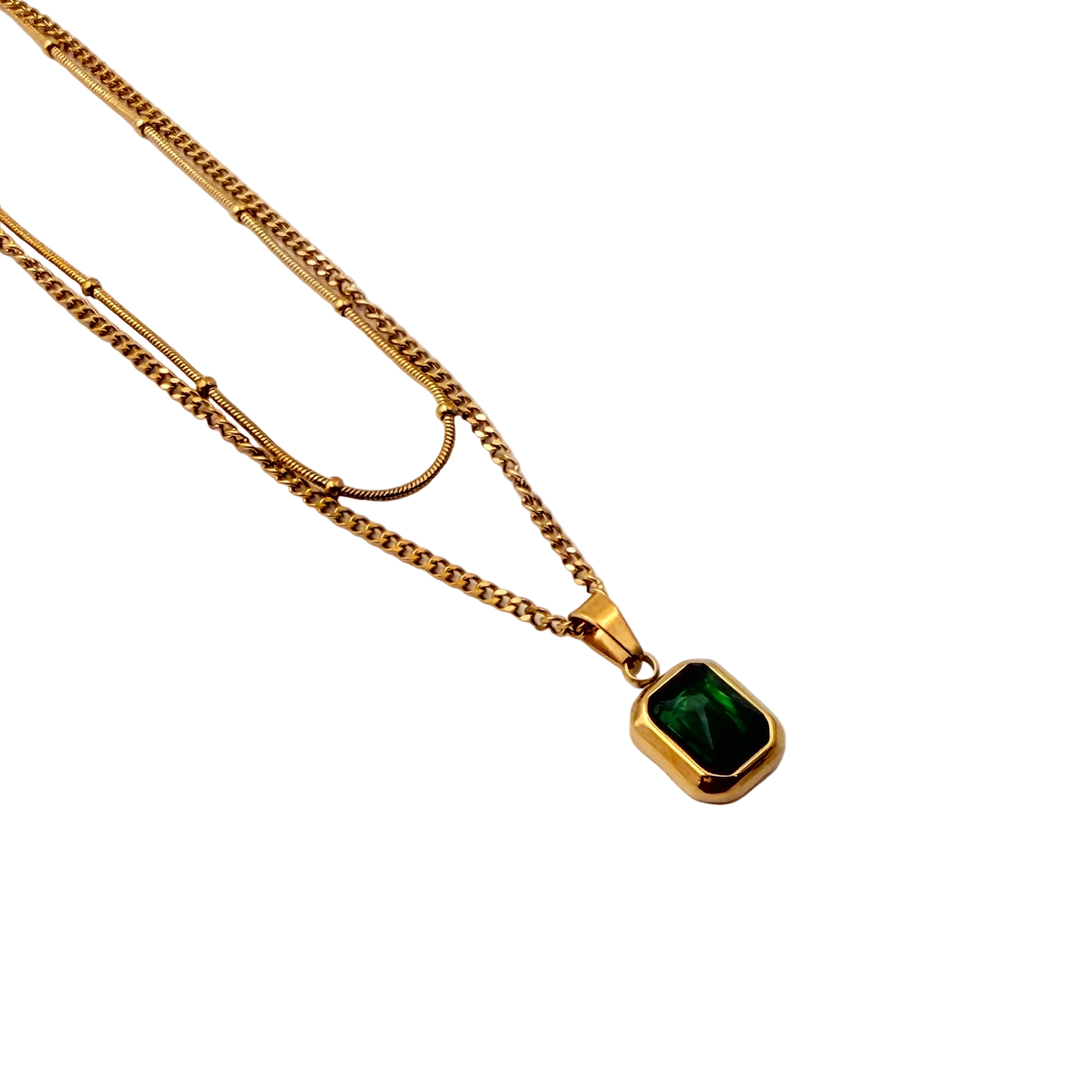 Emerald Cut Minimal Pendant Necklace