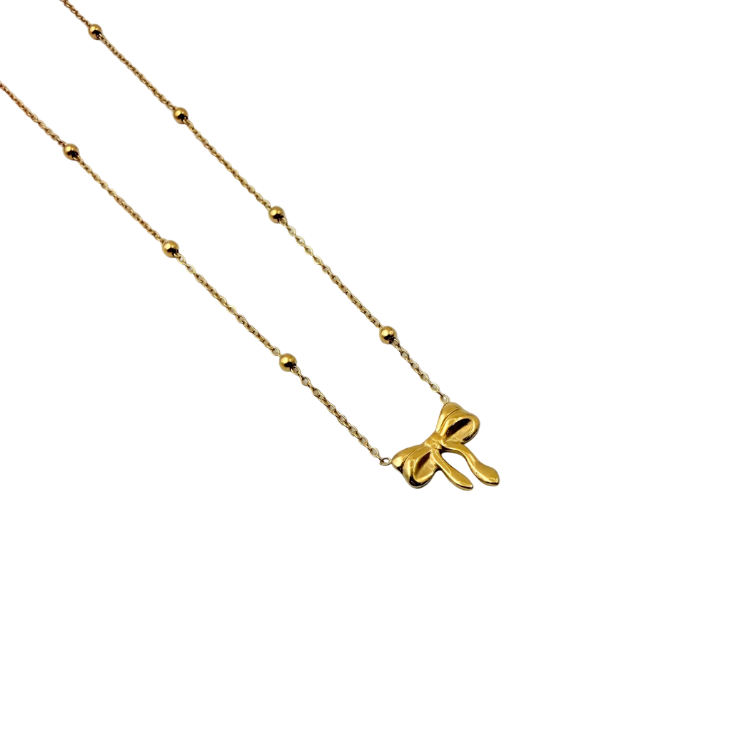 Golden Bow Charm Necklace