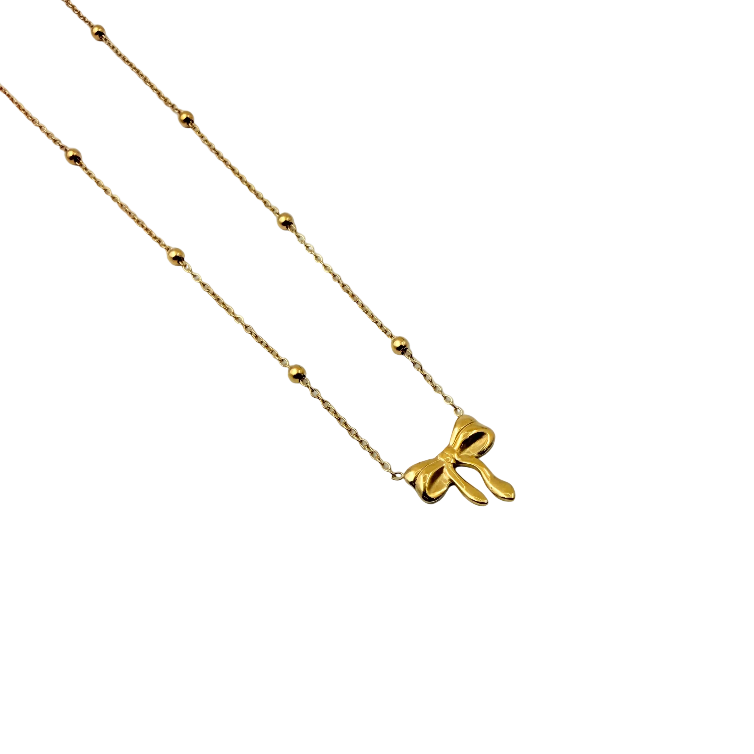 Golden Bow Charm Necklace