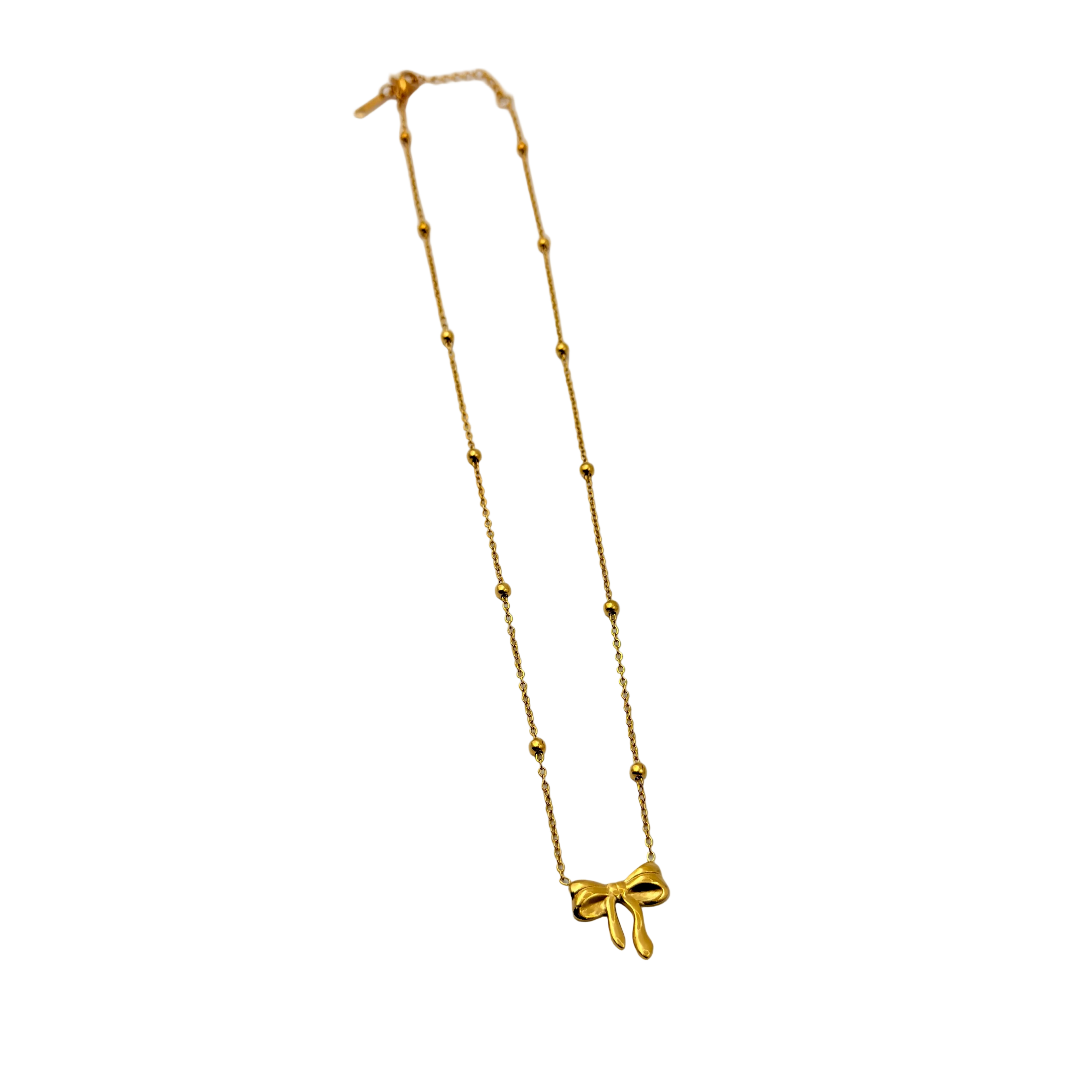 Golden Bow Charm Necklace