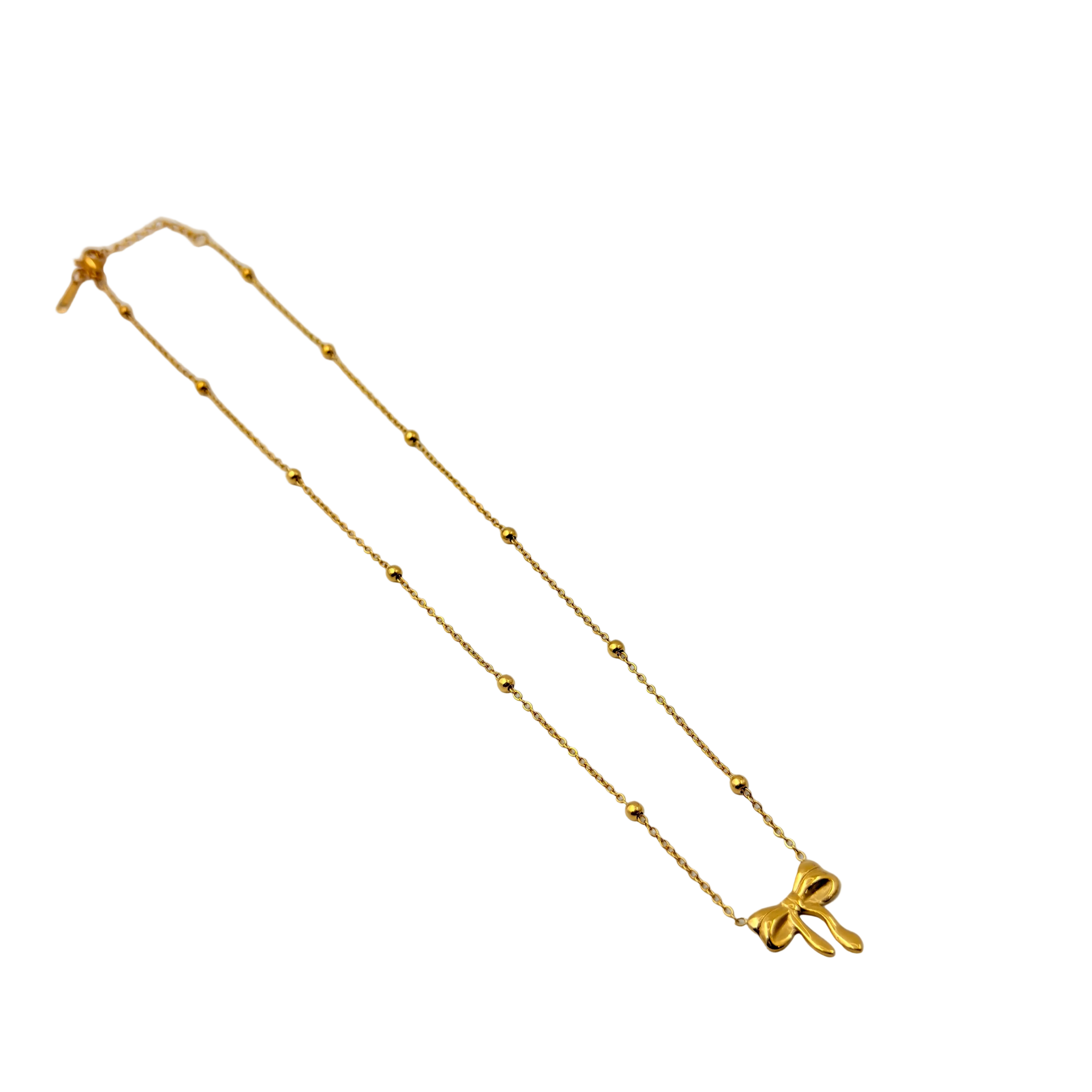 Golden Bow Charm Necklace