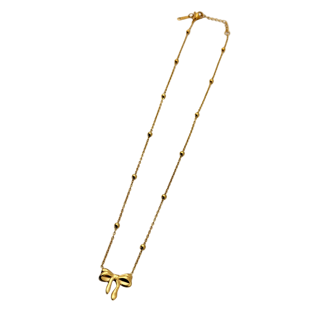 Golden Bow Charm Necklace