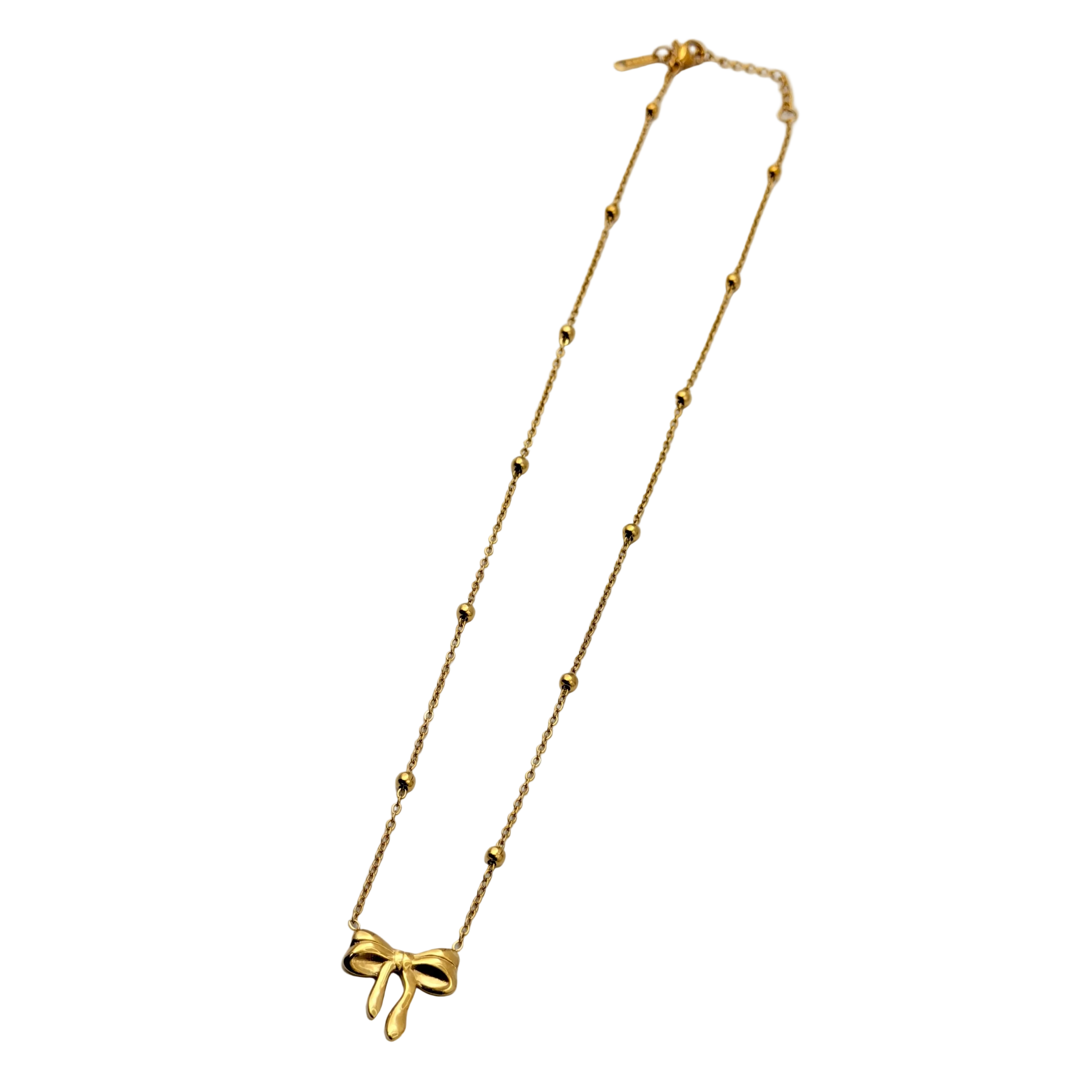 Golden Bow Charm Necklace