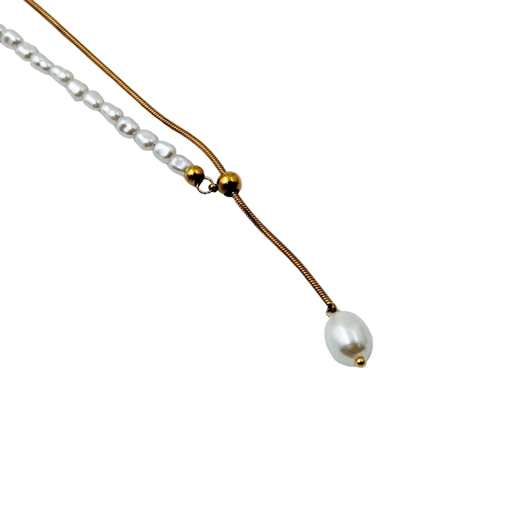 Pearl Slider Drop Necklace