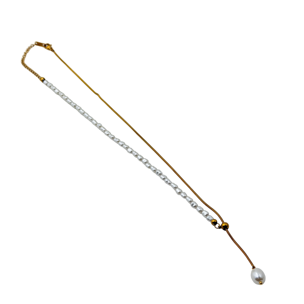 Pearl Slider Drop Necklace