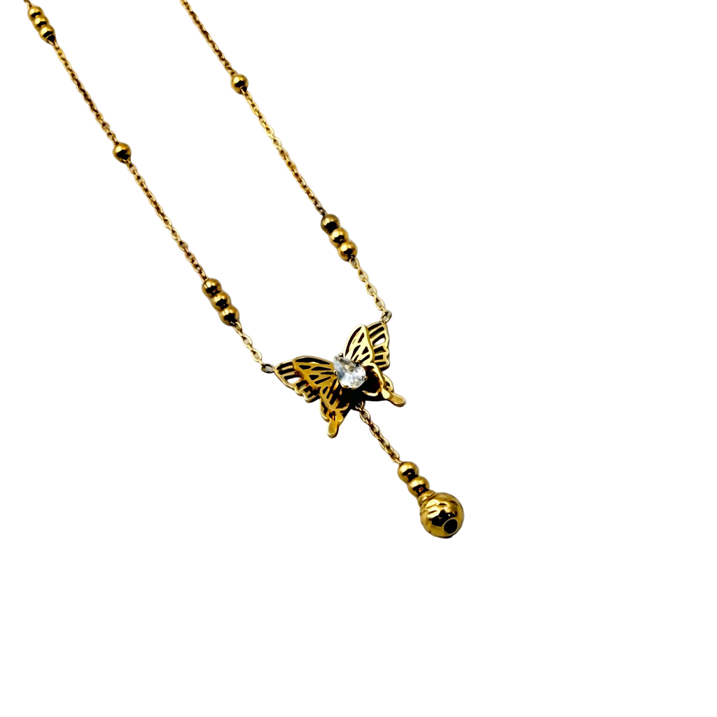 Butterfly Drop Charm Necklace