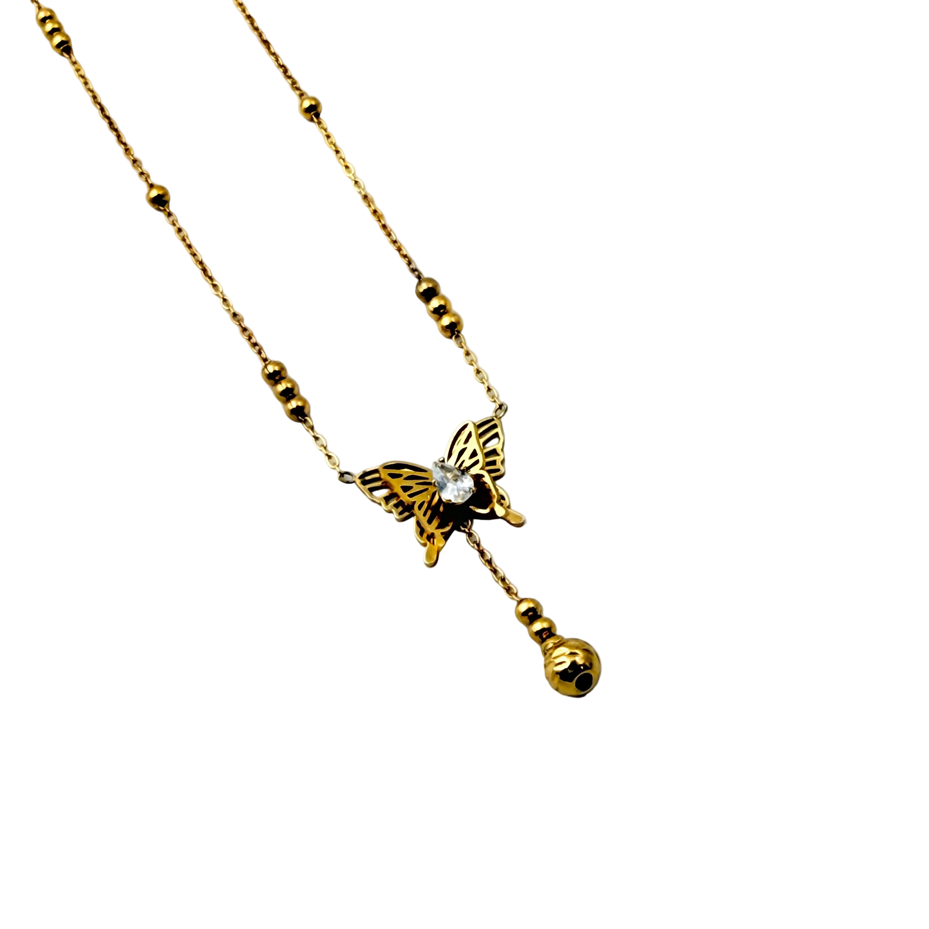 Butterfly Drop Charm Necklace