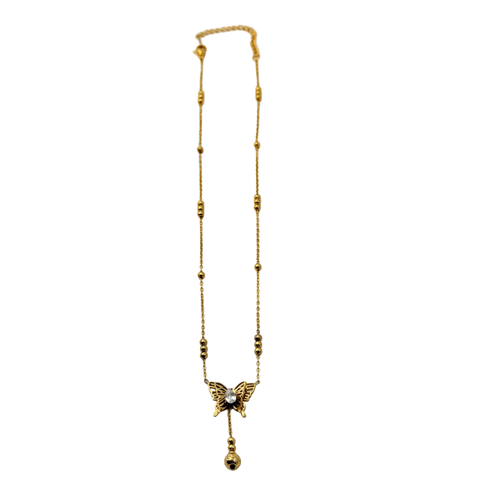 Butterfly Drop Charm Necklace