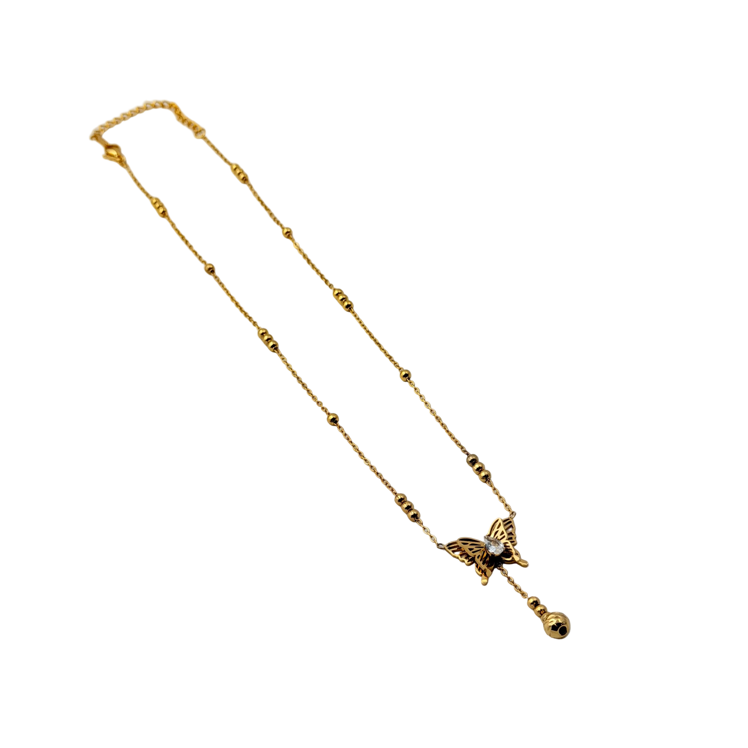 Butterfly Drop Charm Necklace
