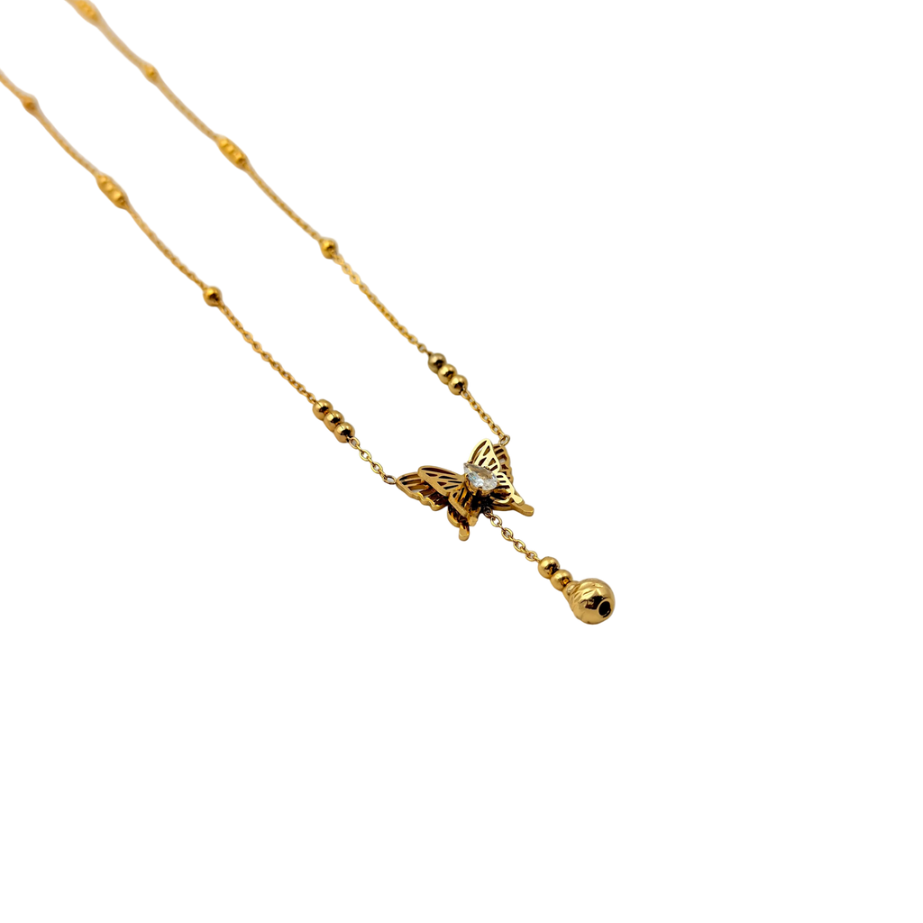 Butterfly Drop Charm Necklace