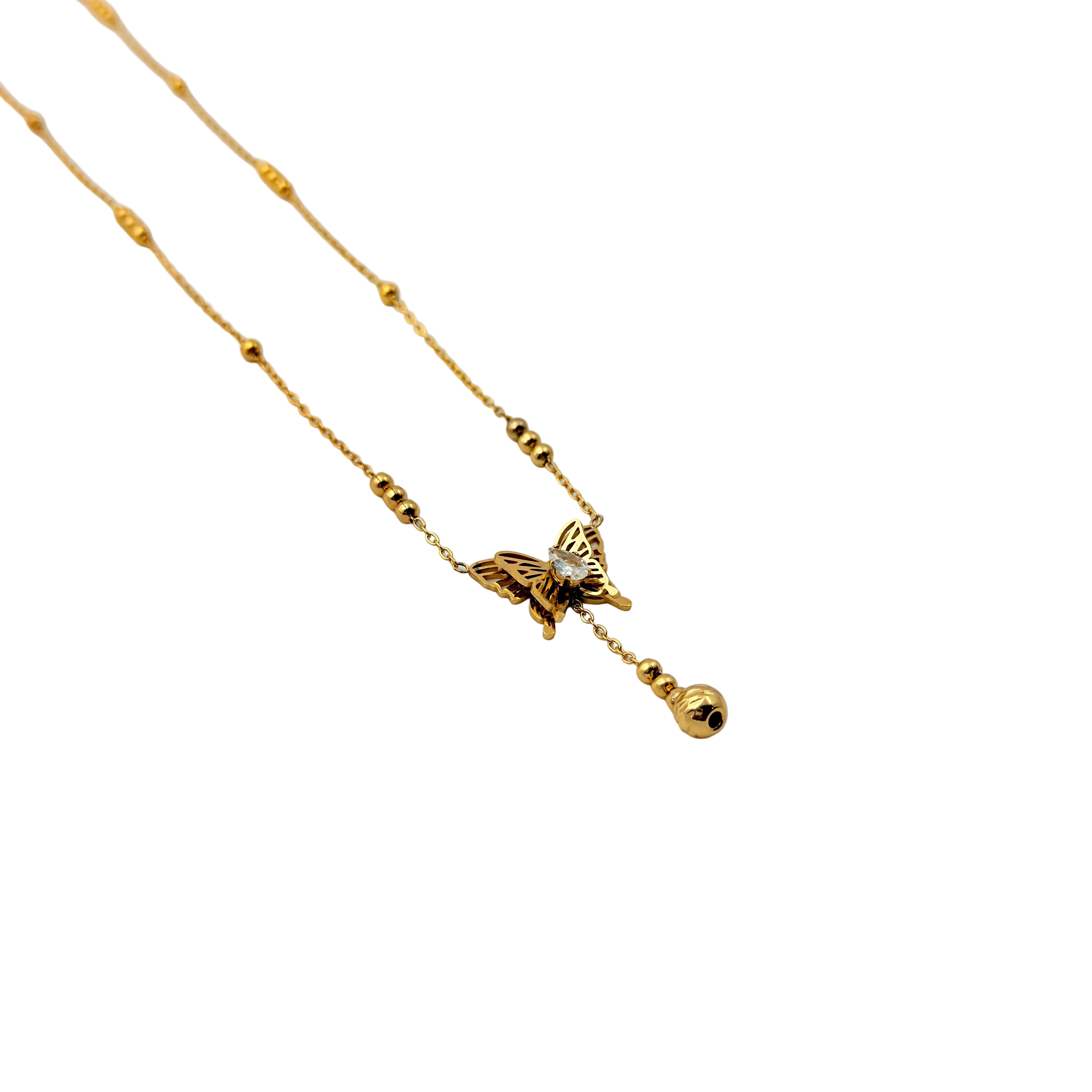 Butterfly Drop Charm Necklace