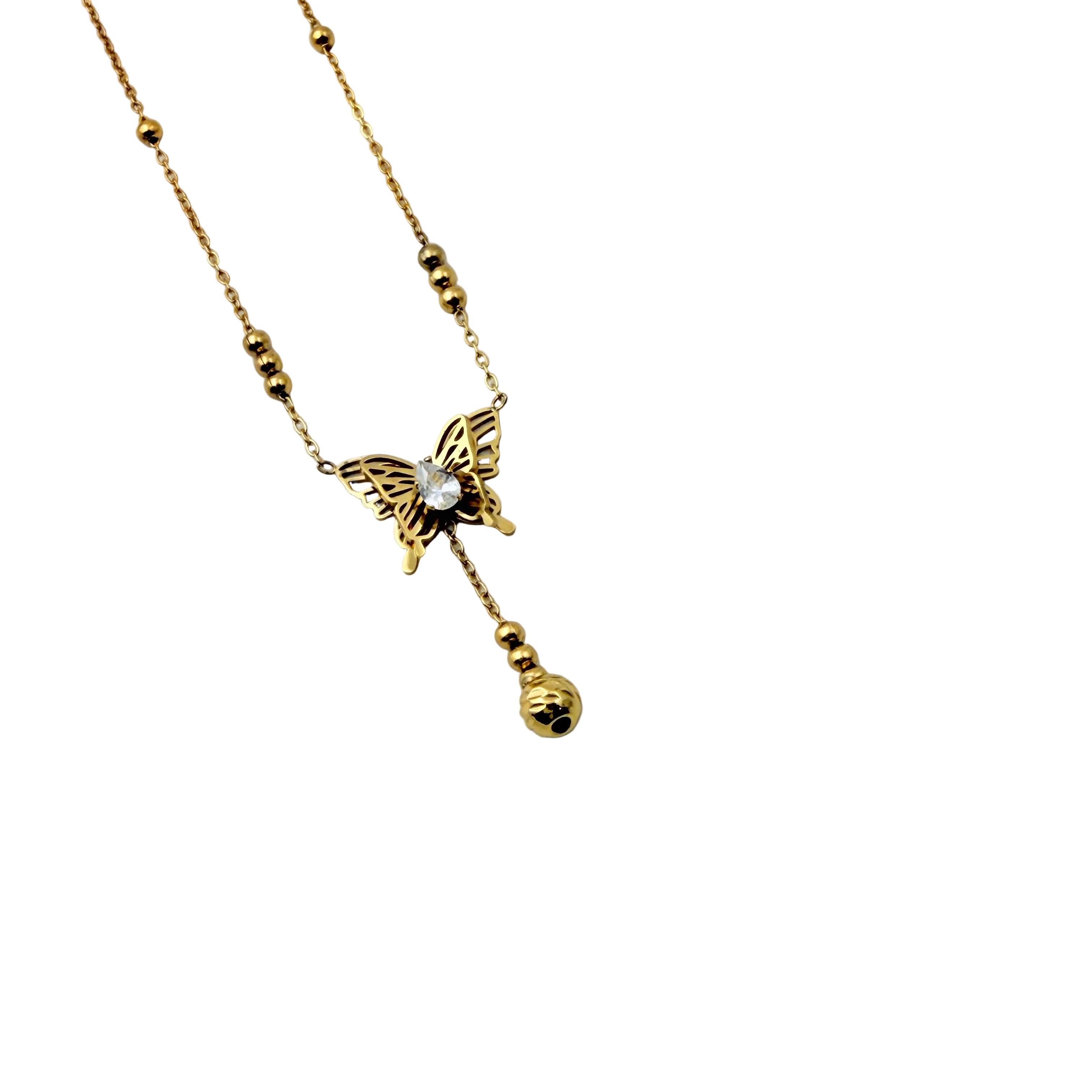 Butterfly Drop Charm Necklace