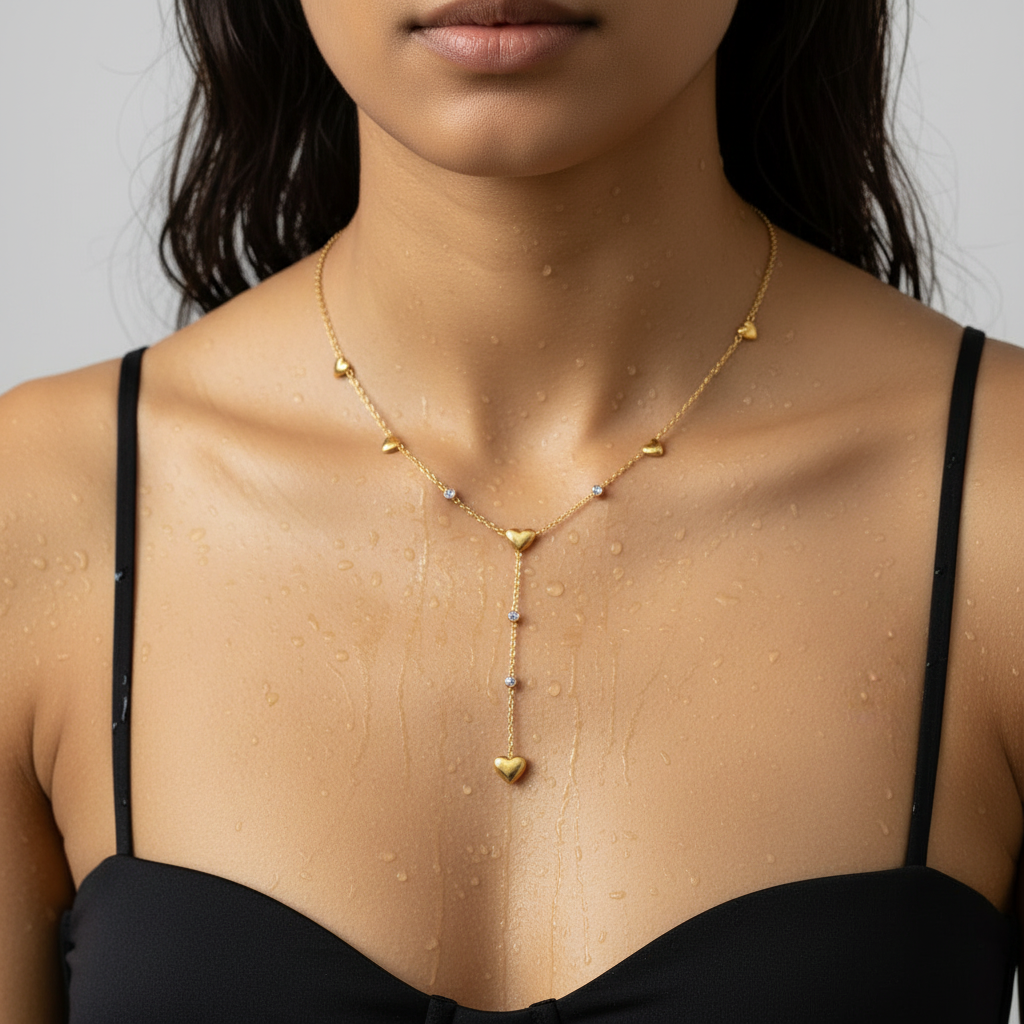 Crystal Heart Drop Necklace