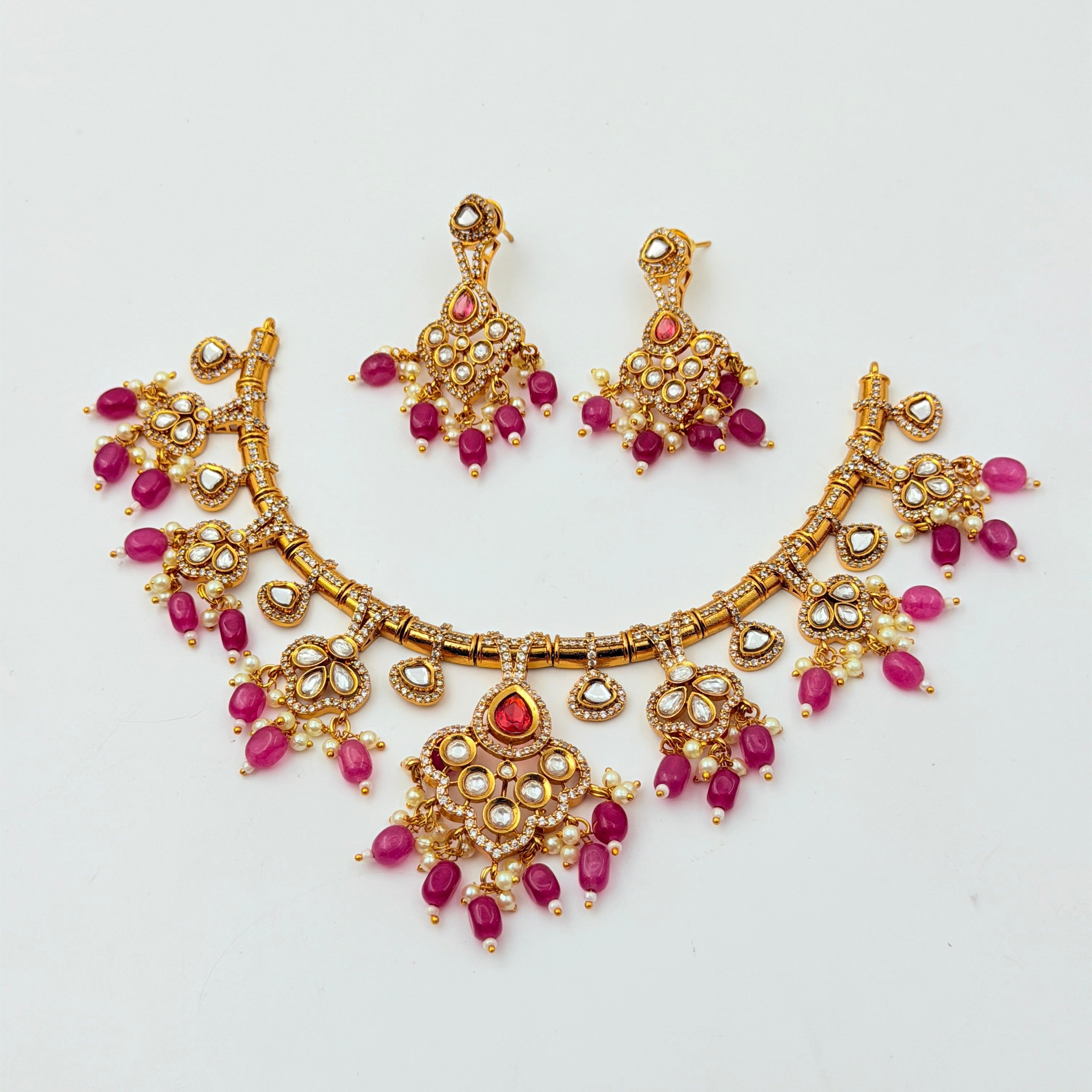Ruby Drop Kundan Statement Choker Set