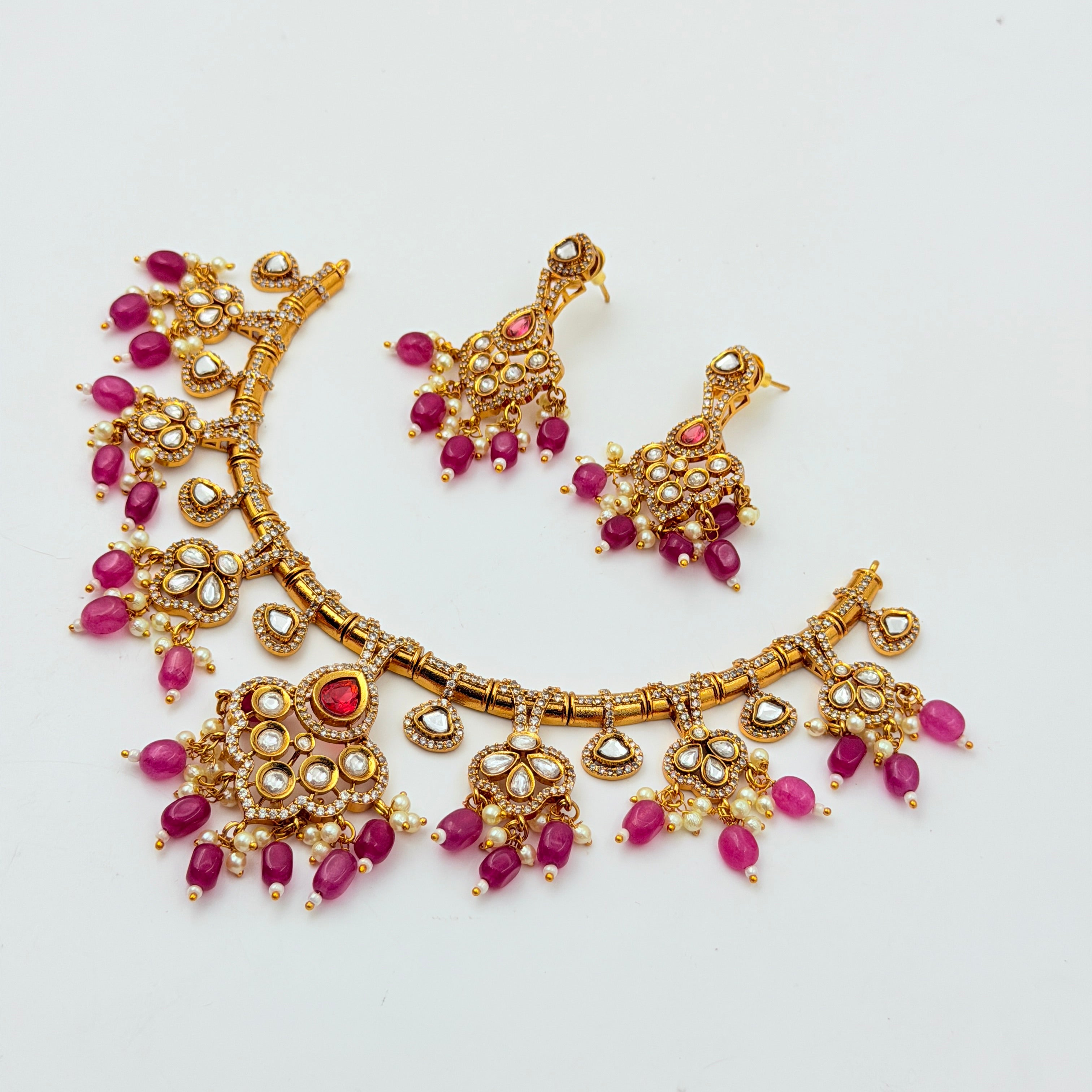 Ruby Drop Kundan Statement Choker Set