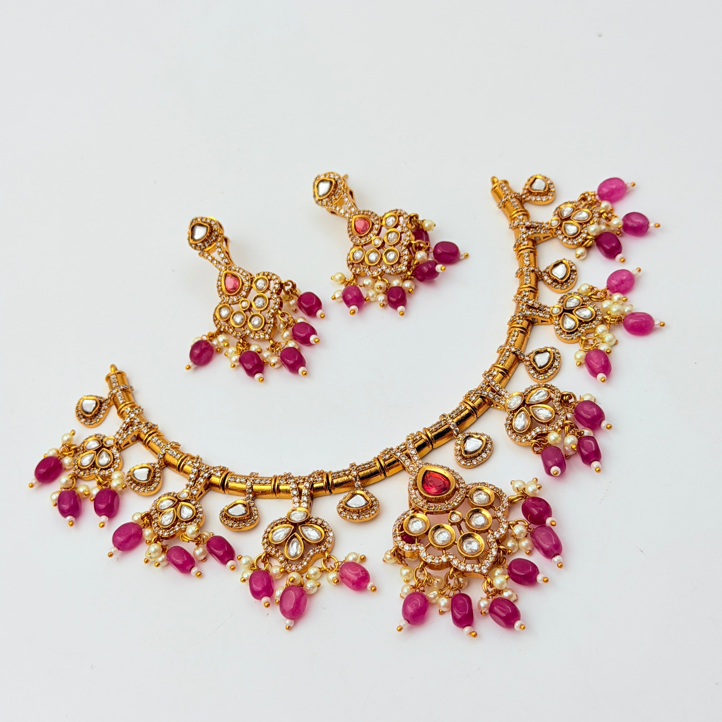 Ruby Drop Kundan Statement Choker Set