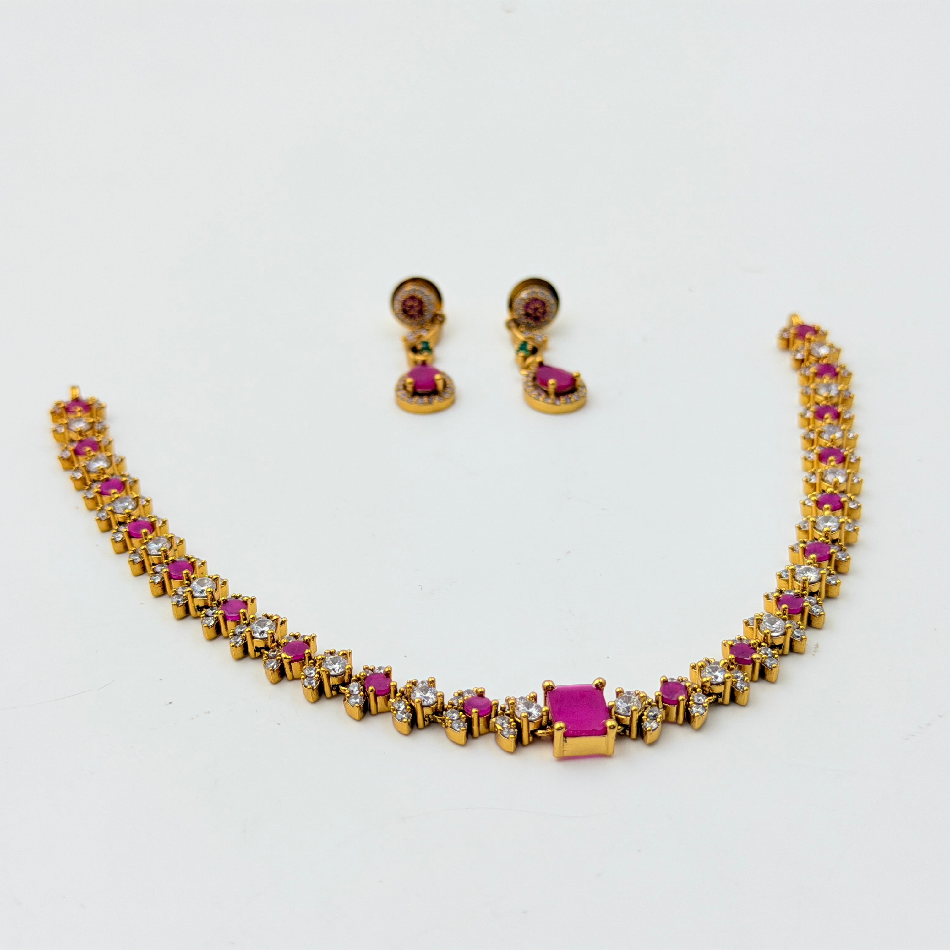 Ruby Line Tennis Necklace Set