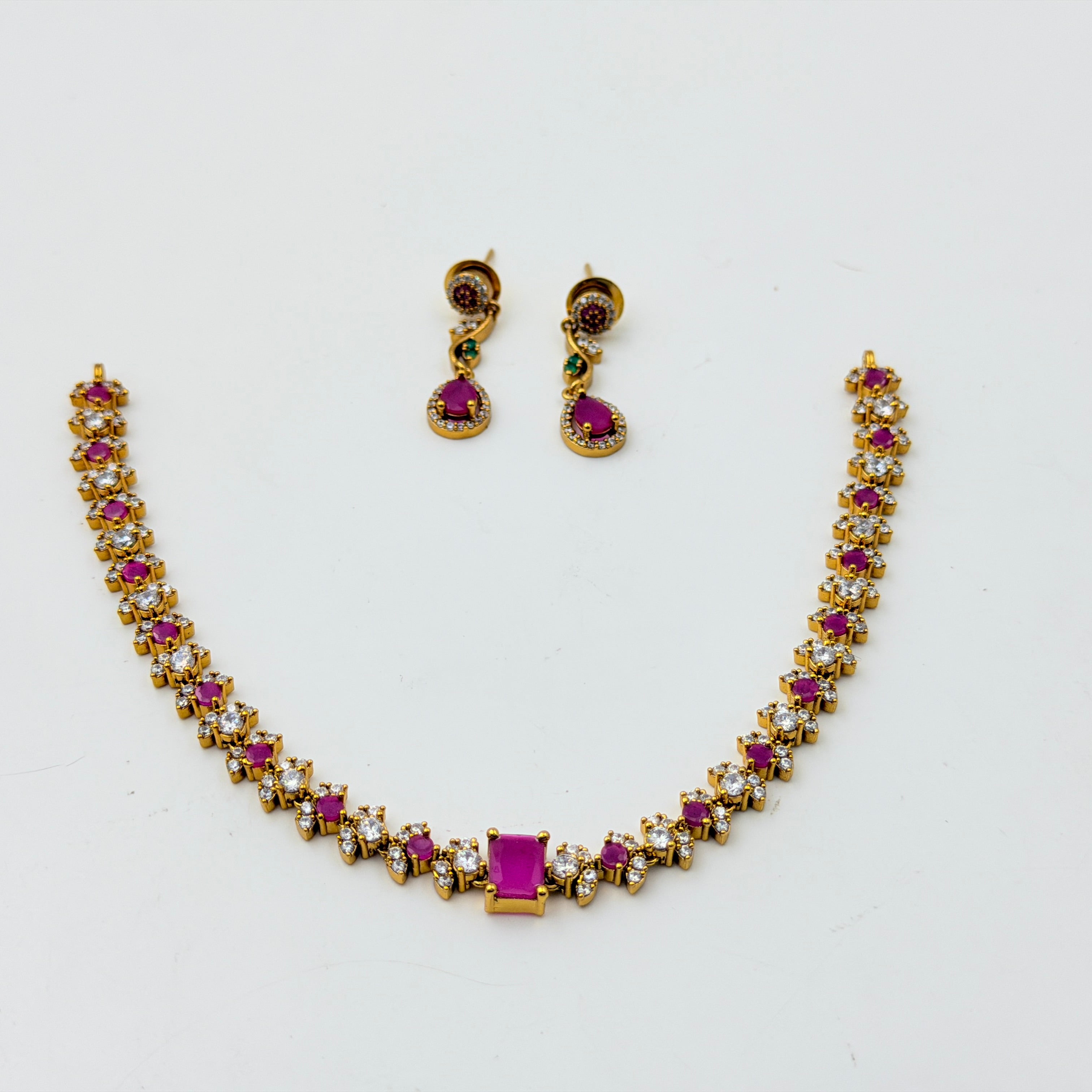 Ruby Line Tennis Necklace Set