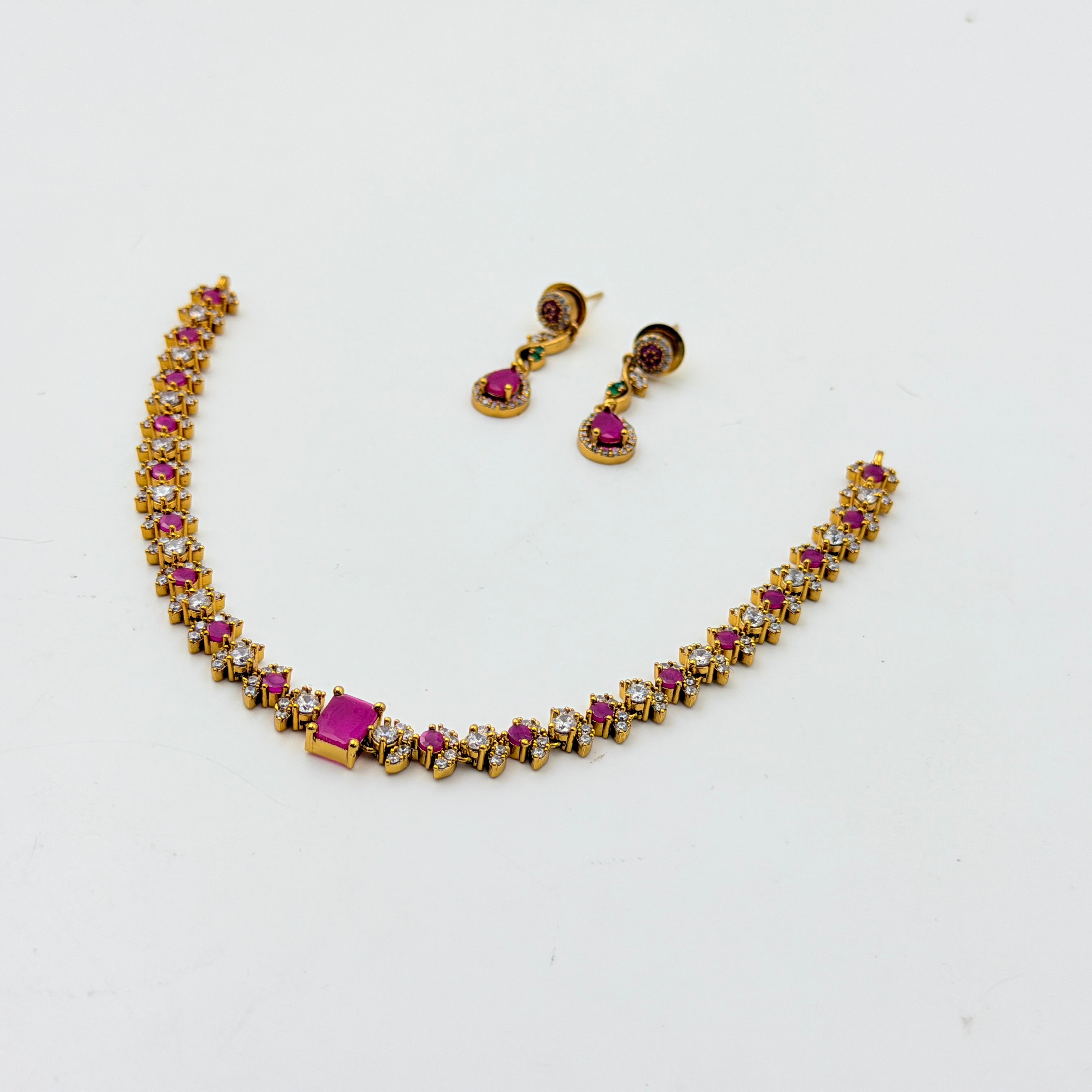 Ruby Line Tennis Necklace Set