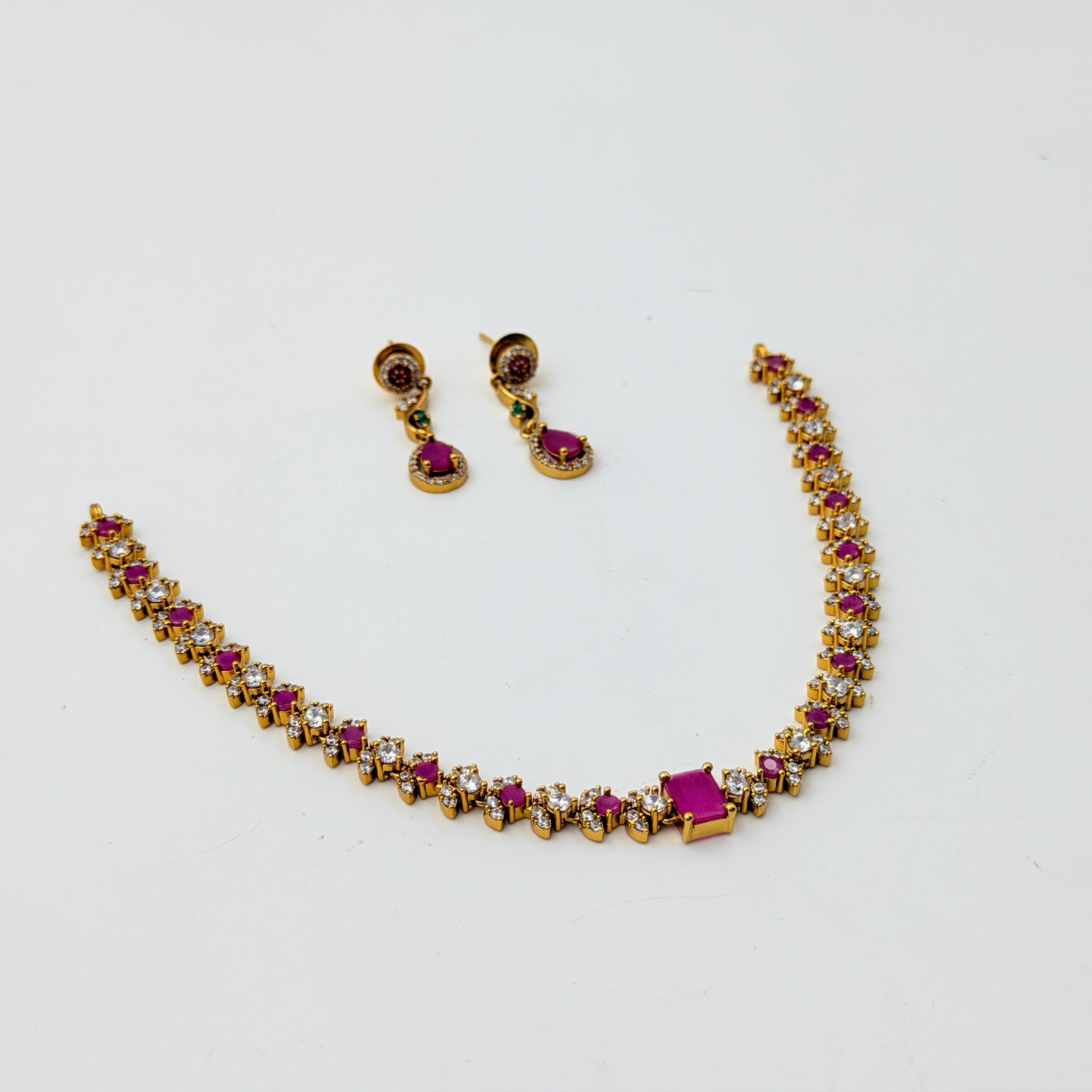 Ruby Line Tennis Necklace Set