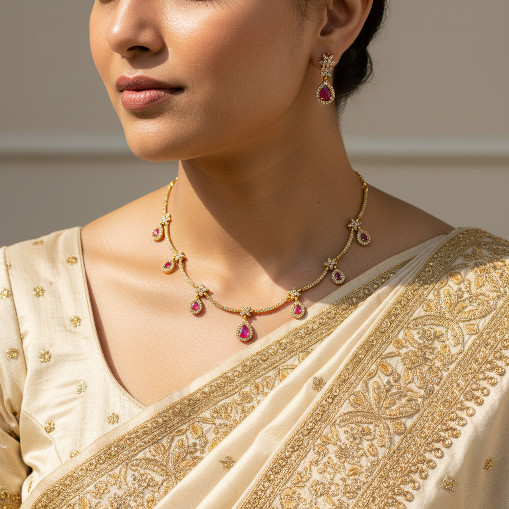 Delicate Ruby Necklace Set