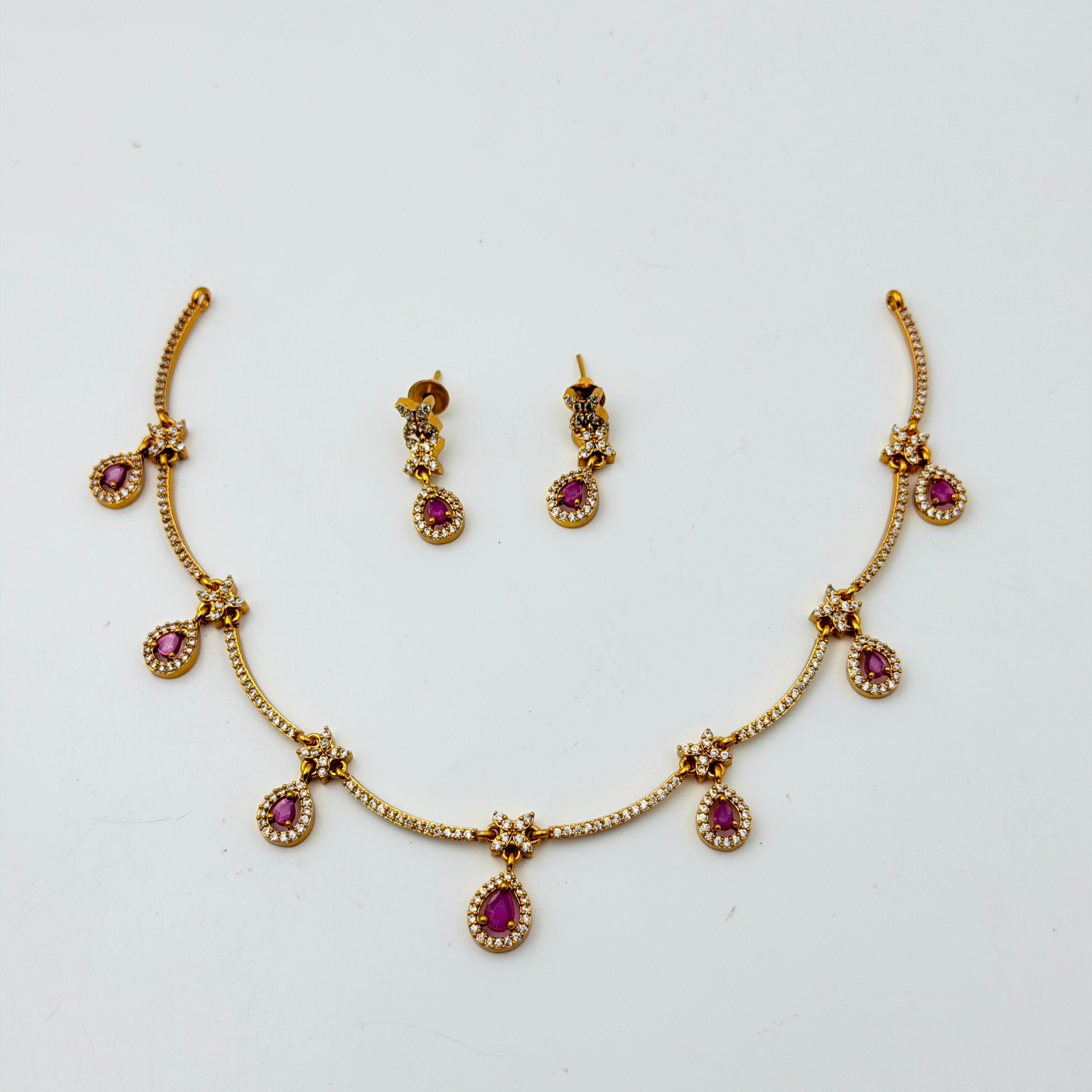 Delicate Ruby Necklace Set