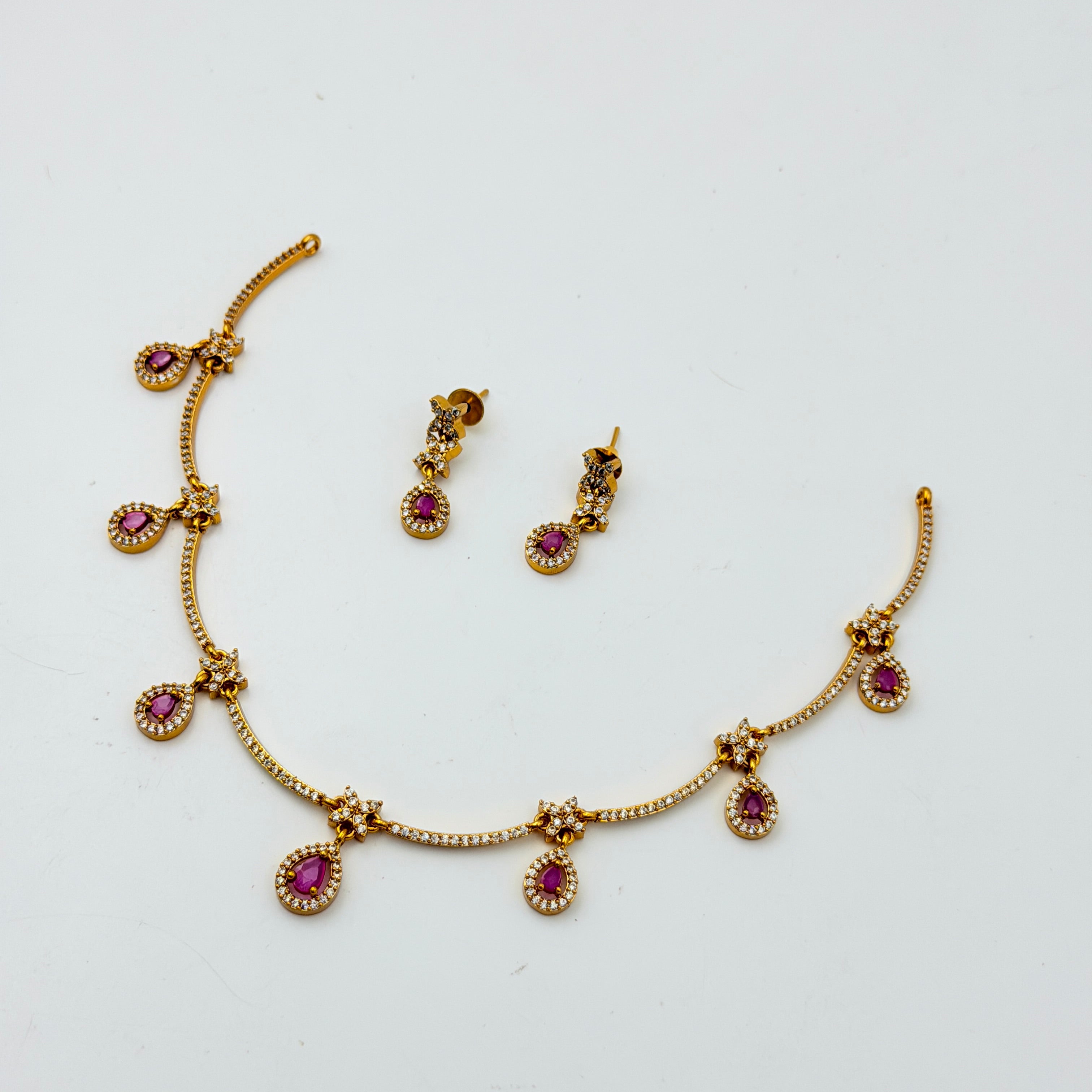 Delicate Ruby Necklace Set