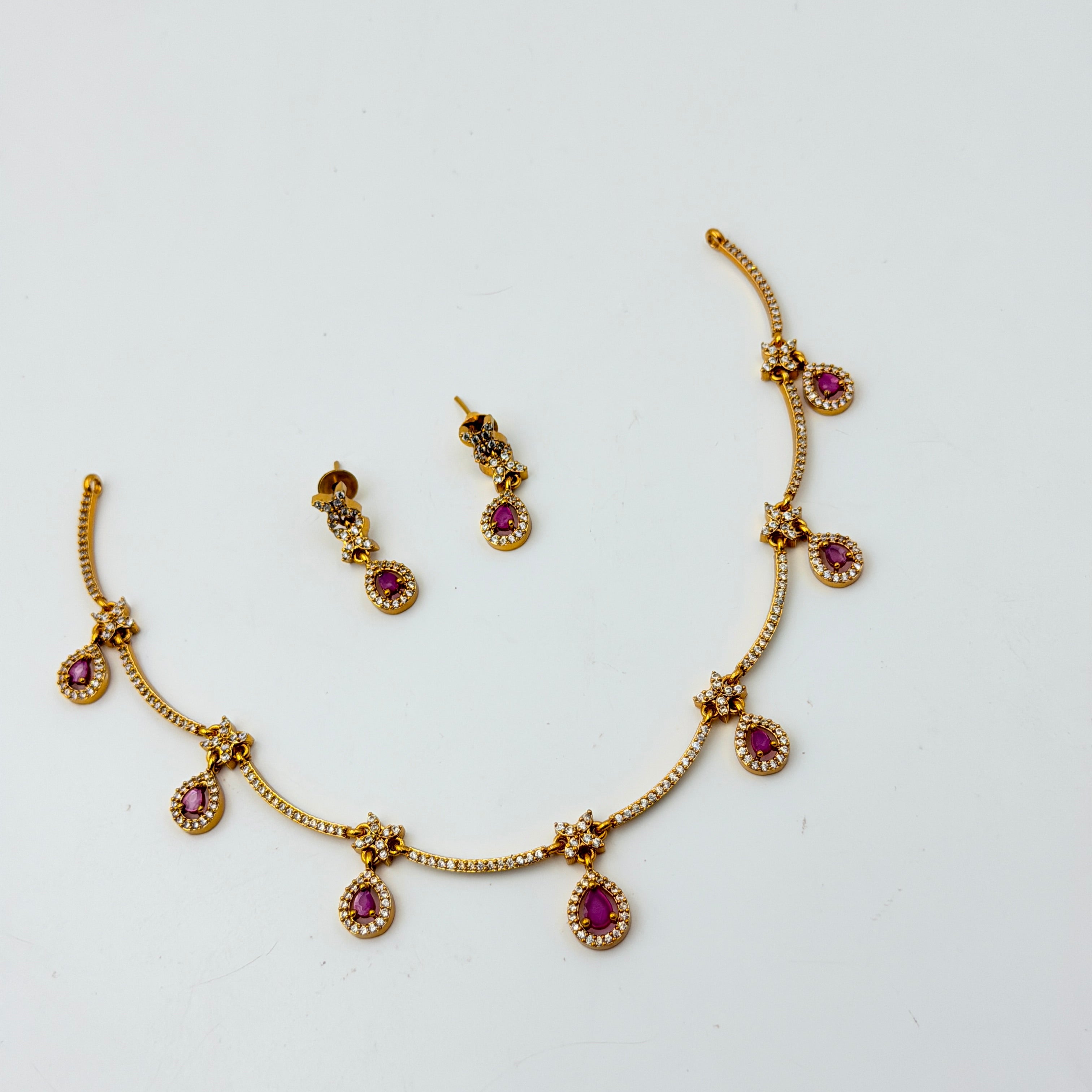 Delicate Ruby Necklace Set