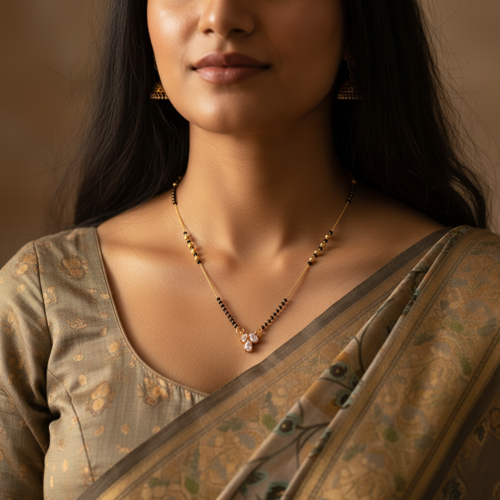 Delicate Crystal Mangalsutra Necklace