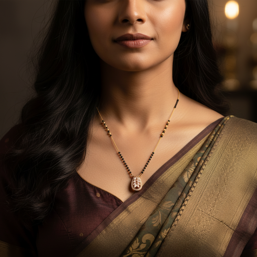 Elara Leaf Bloom Mangalsutra Necklace