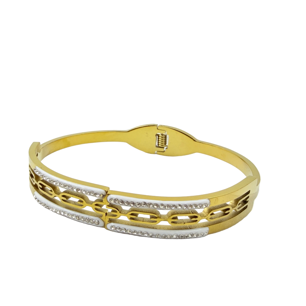Dual Tone Crystal Link Bracelet