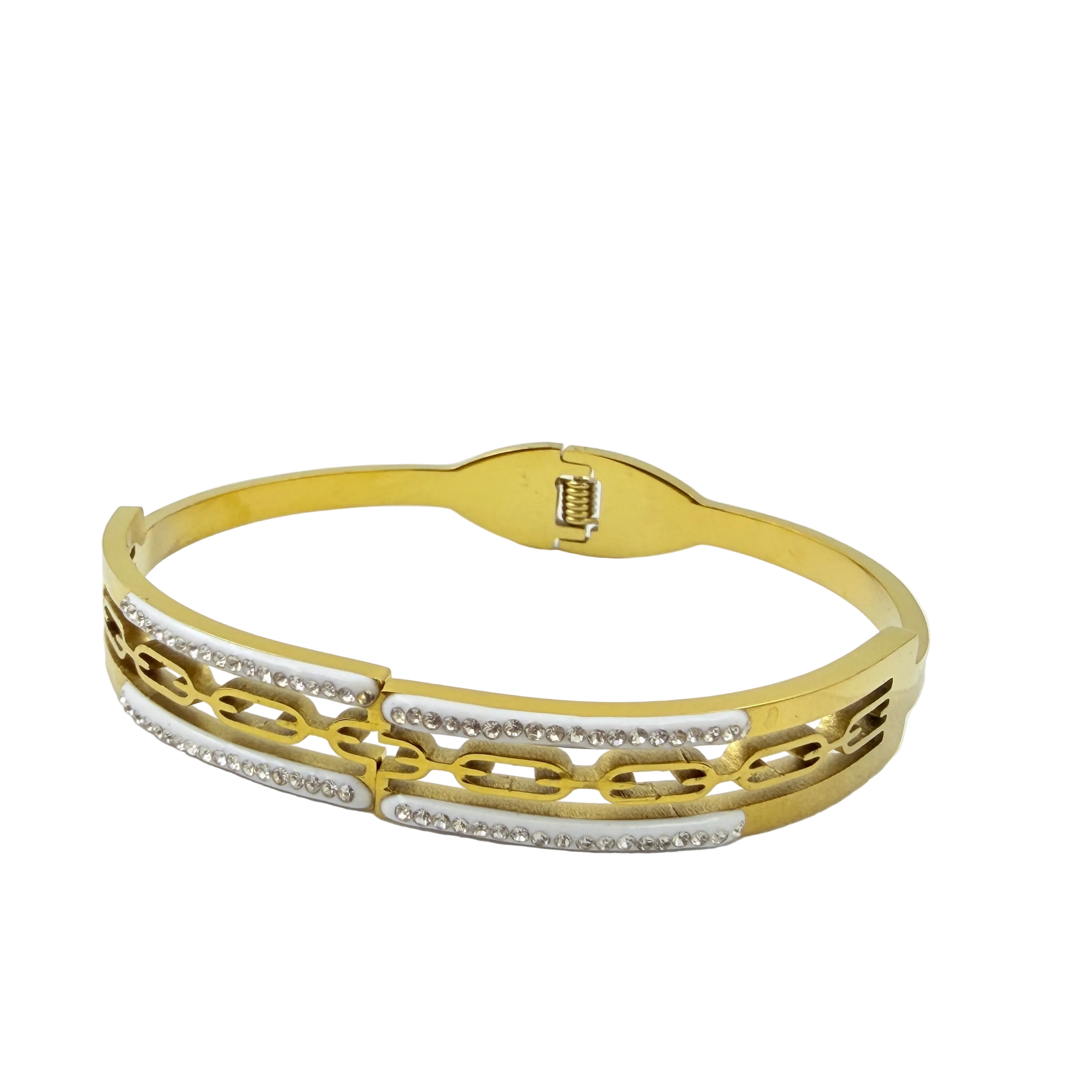 Dual Tone Crystal Link Bracelet