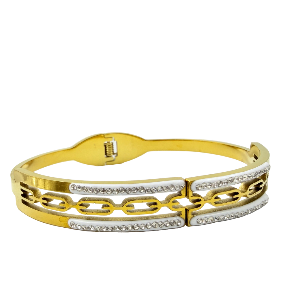 Dual Tone Crystal Link Bracelet