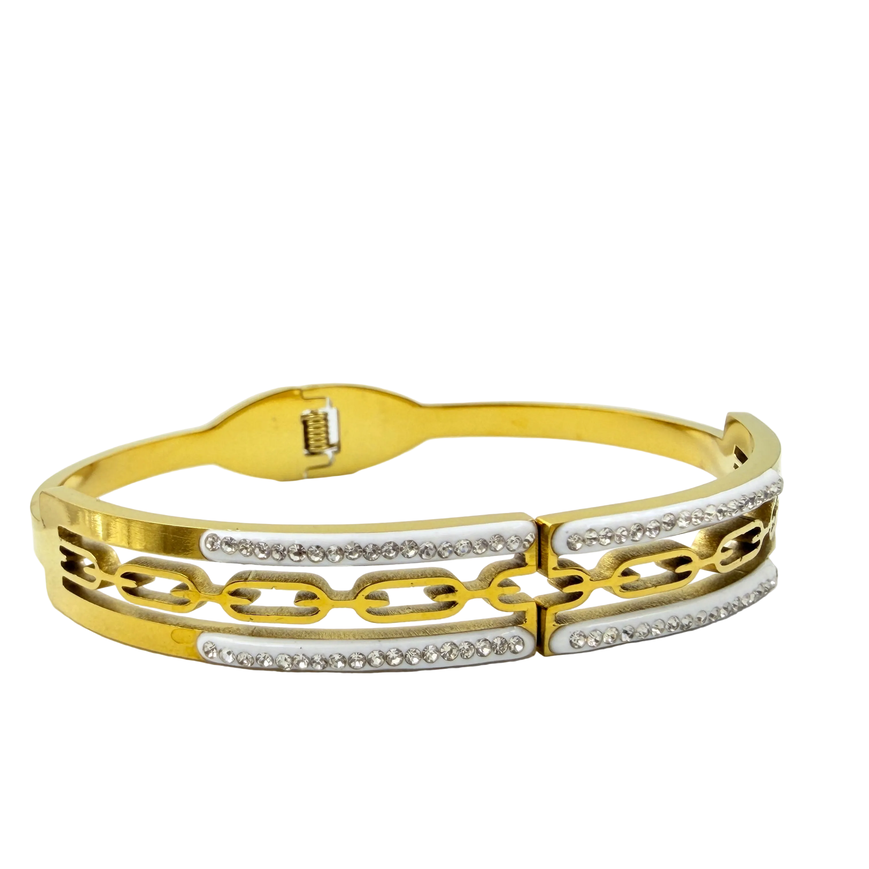 Dual Tone Crystal Link Bracelet