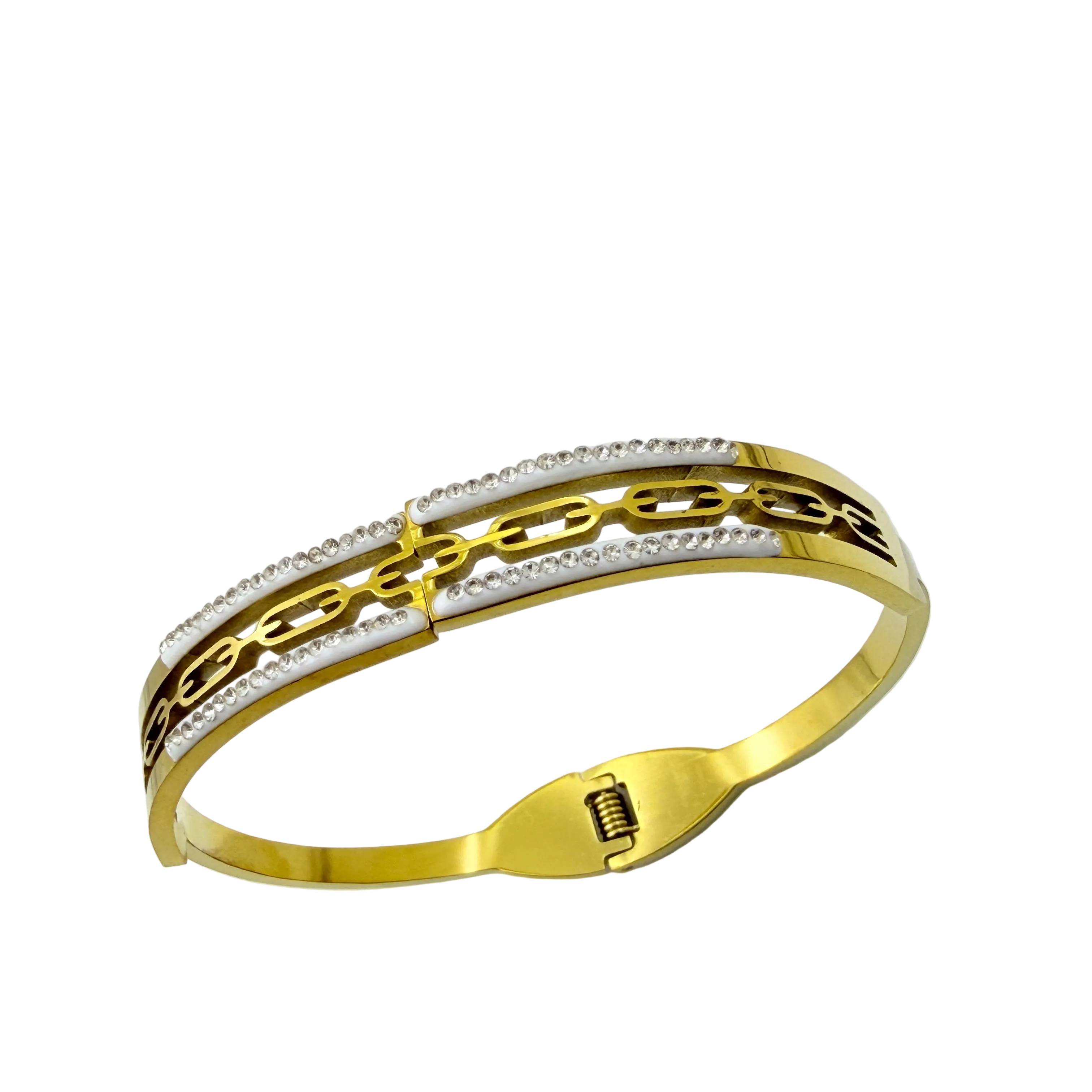 Dual Tone Crystal Link Bracelet