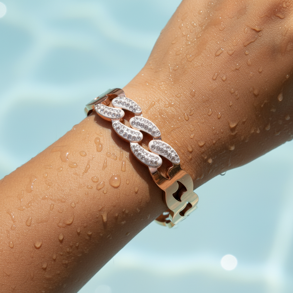Rose Gold Crystal Chain Bracelet